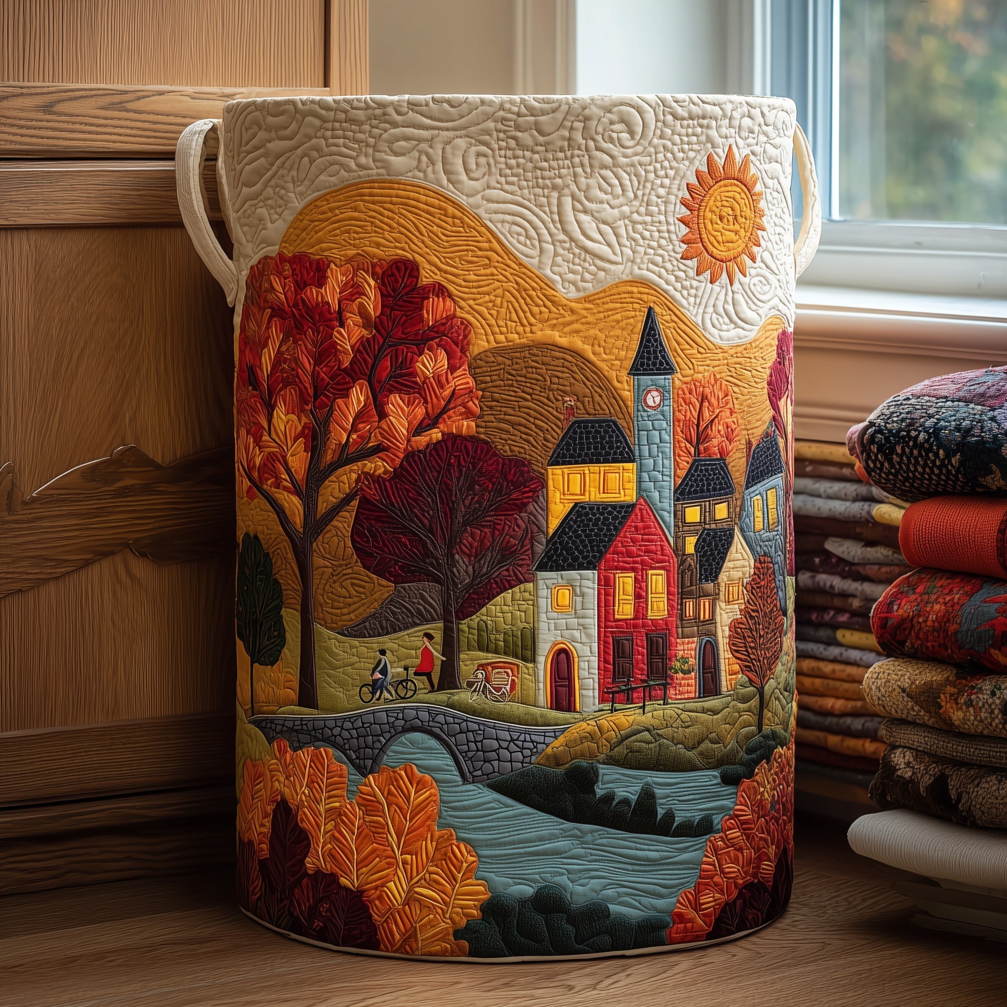 Autumn Town Quilted Laundry Basket GFTONL6282