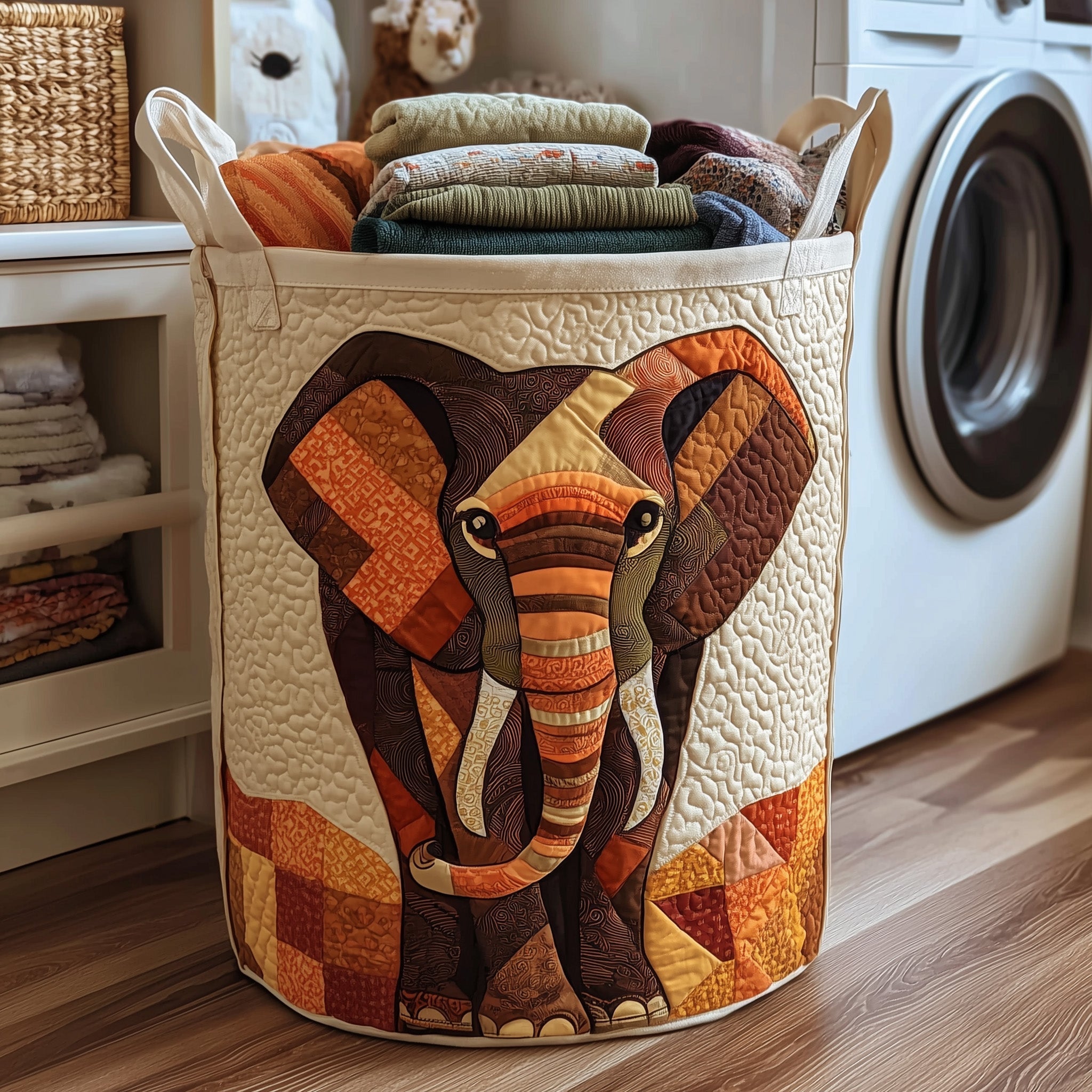 Elephant Quilted Laundry Basket GFTONL6286