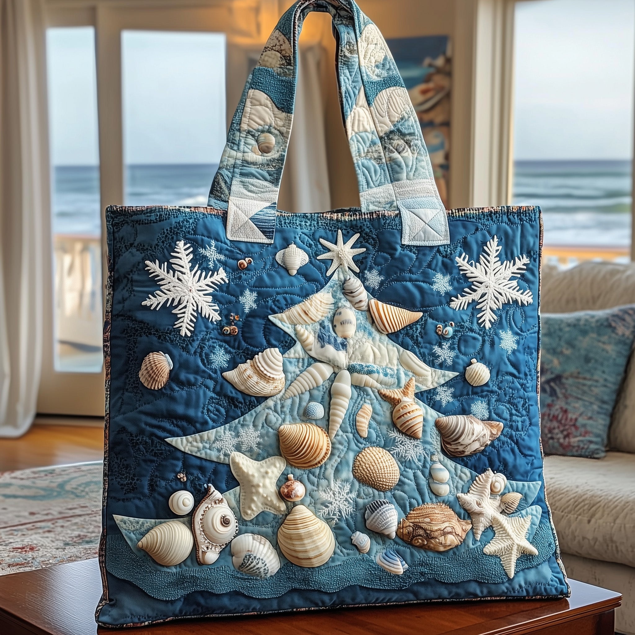 Coastal Christmas Quilted Tote Bag GFTONL6580