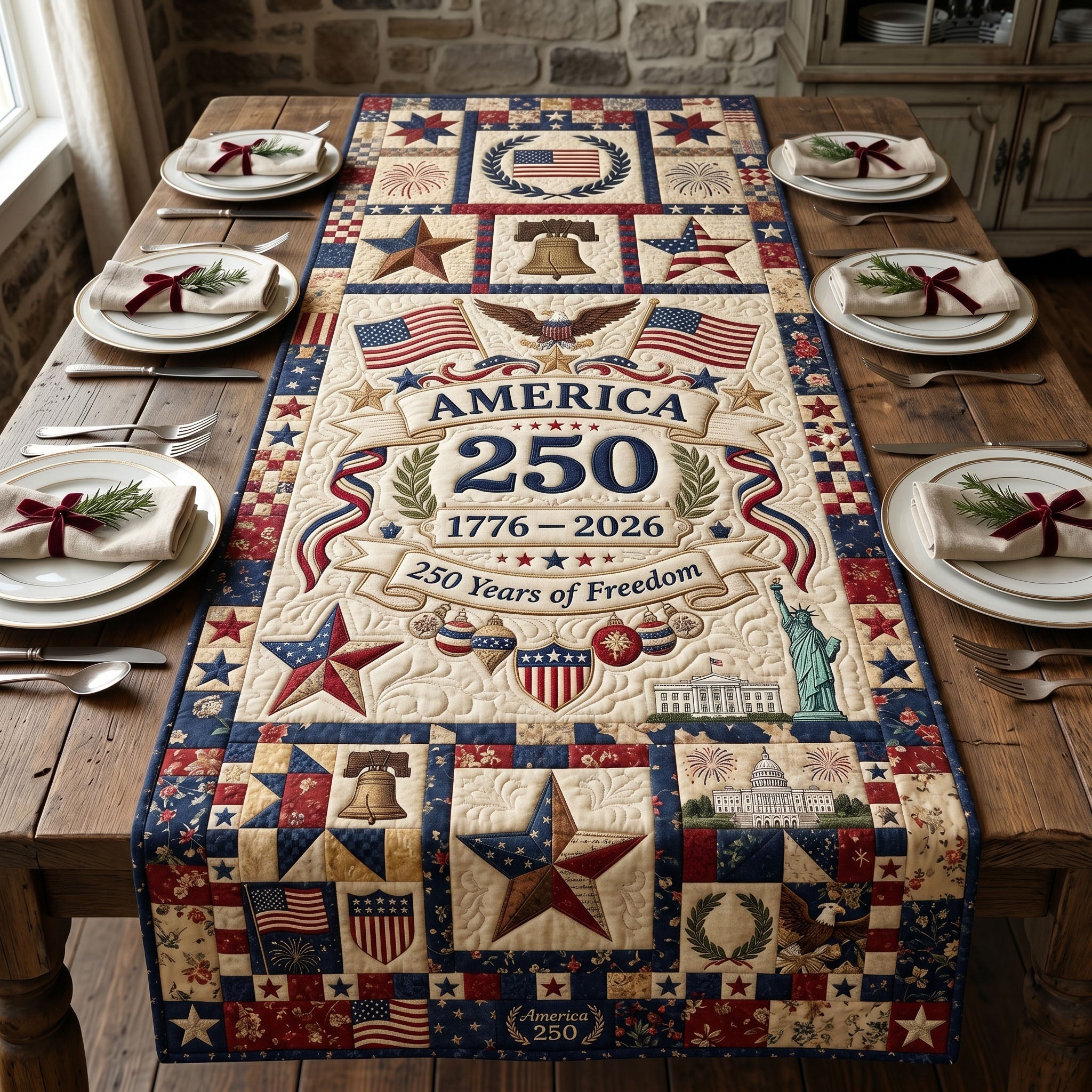 Heritage Patch Quilted Table Runner GFTONMU223