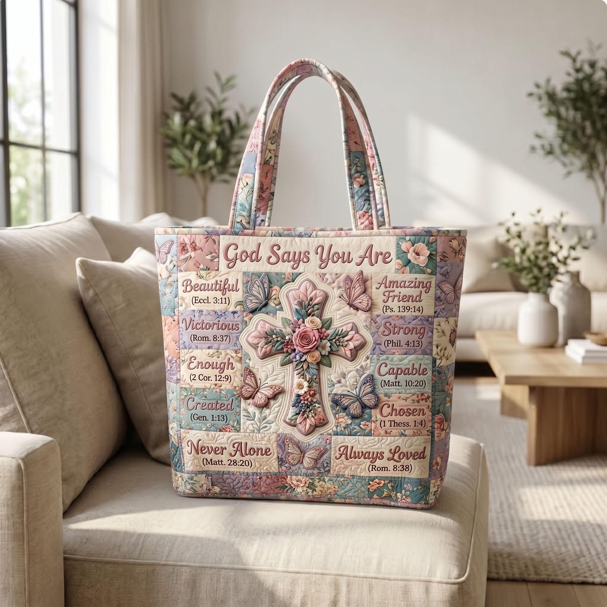 Floral Bible Quilted Tote Bag GFTONMU383 C3