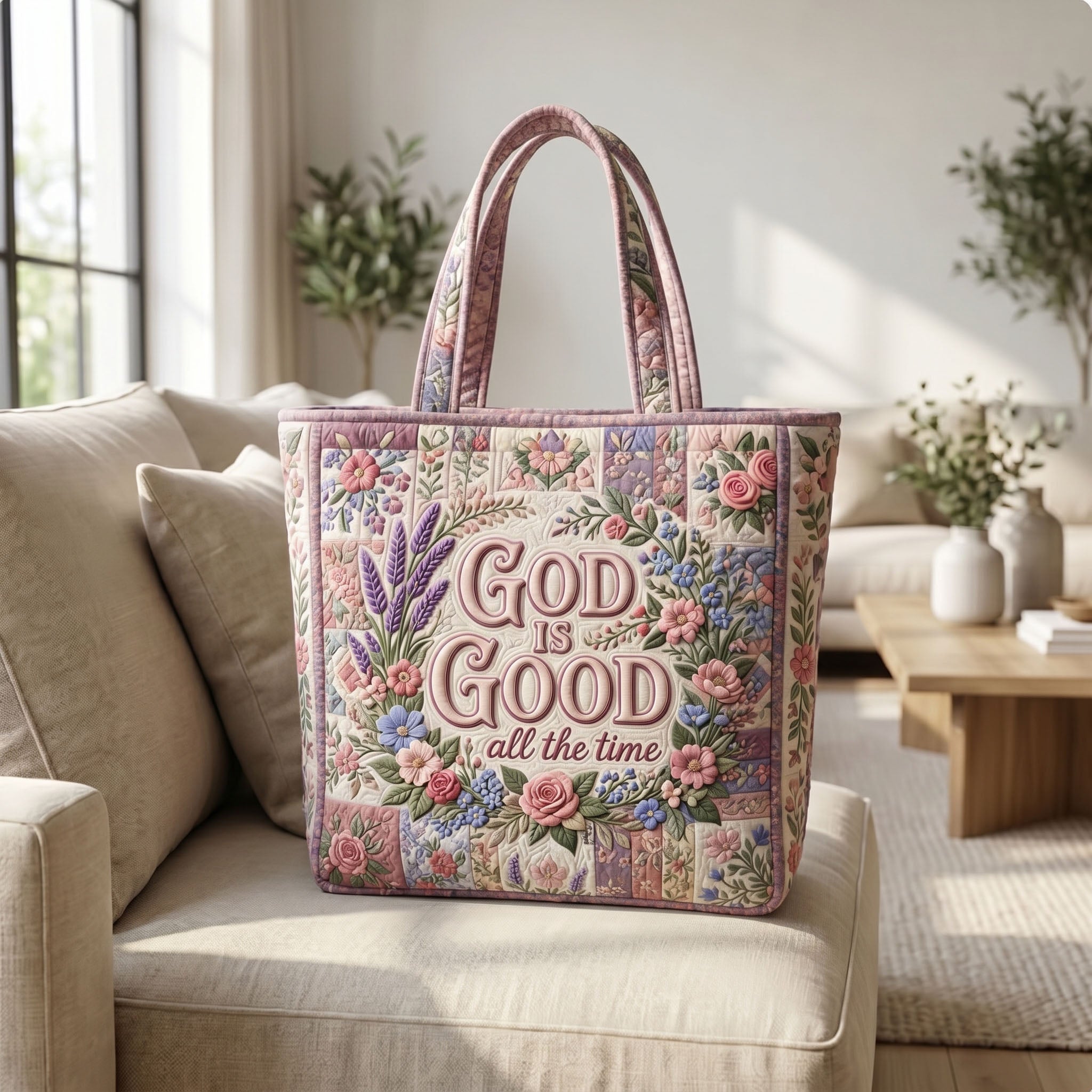 Floral Bible Quilted Tote Bag GFTONMU457