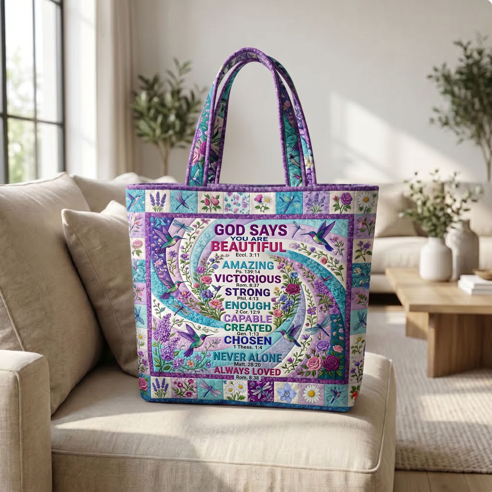 Floral Bible Quilted Tote Bag GFTONMU460