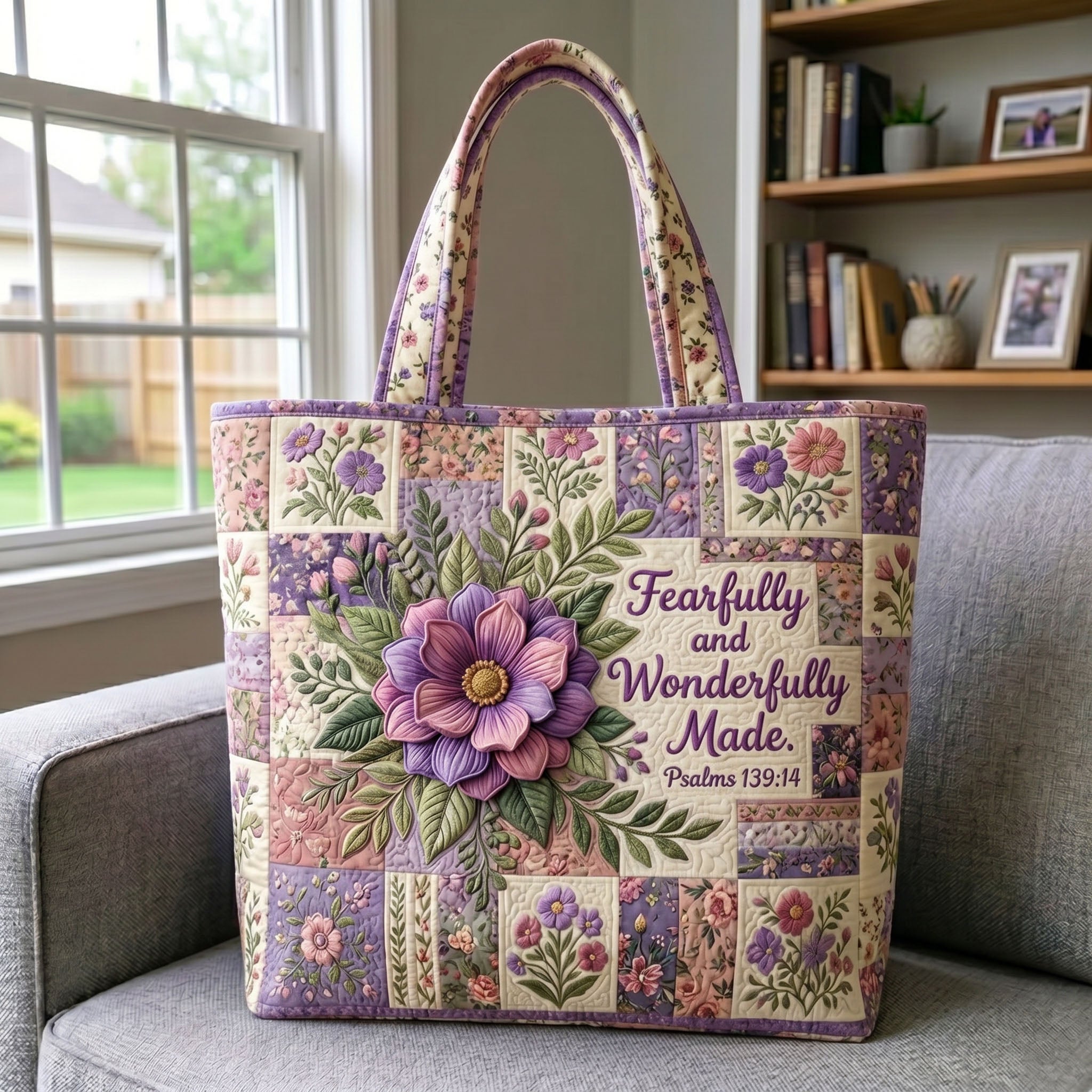 Floral Bible Quilted Tote Bag GFTONMU462