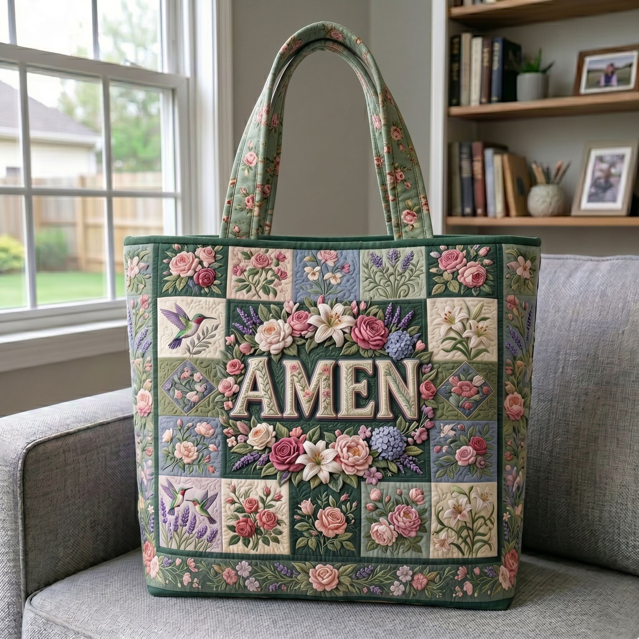 Floral Bible Quilted Tote Bag GFTONMU465