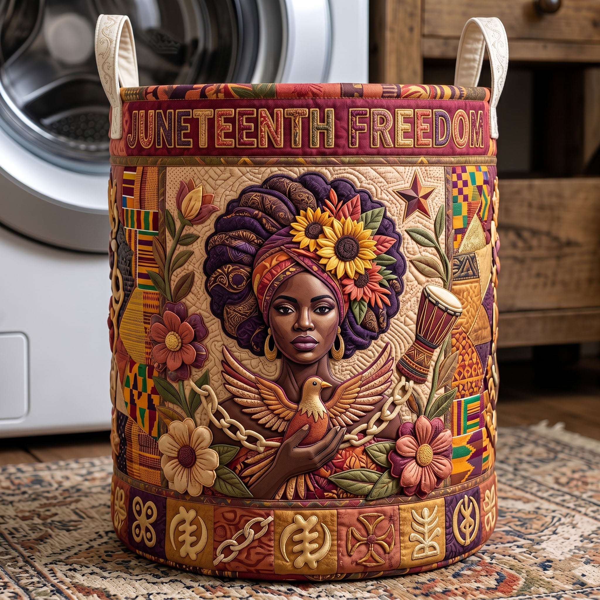 Juneteenth Freedom Quilted Laundry Basket GFTONMU466