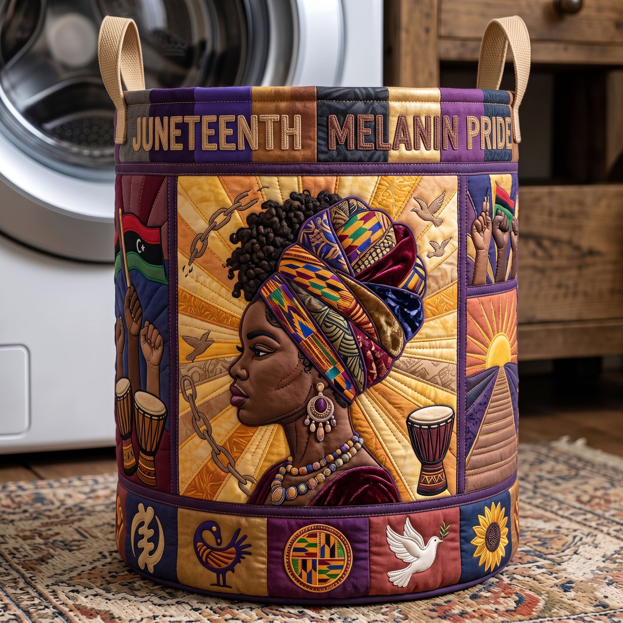 Juneteenth Freedom Quilted Laundry Basket GFTONMU468