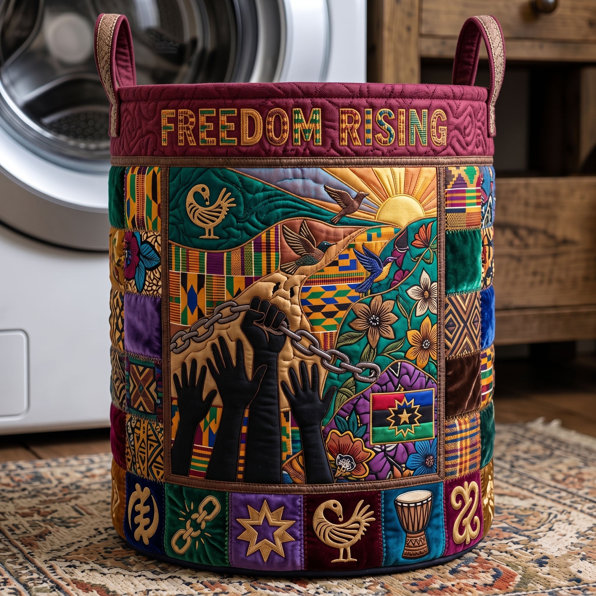 Juneteenth Freedom Quilted Laundry Basket GFTONMU471
