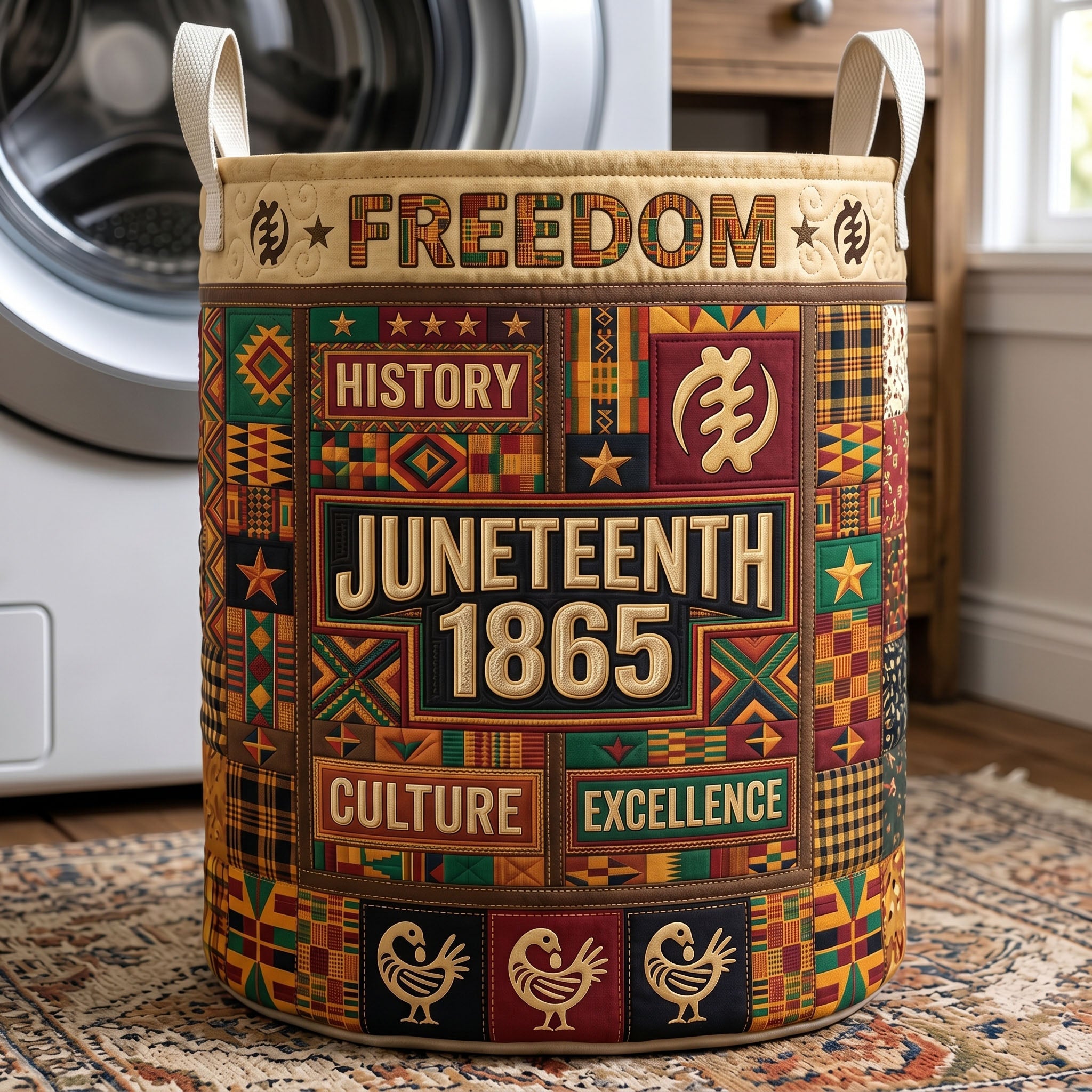 Juneteenth Freedom Quilted Laundry Basket GFTONMU473