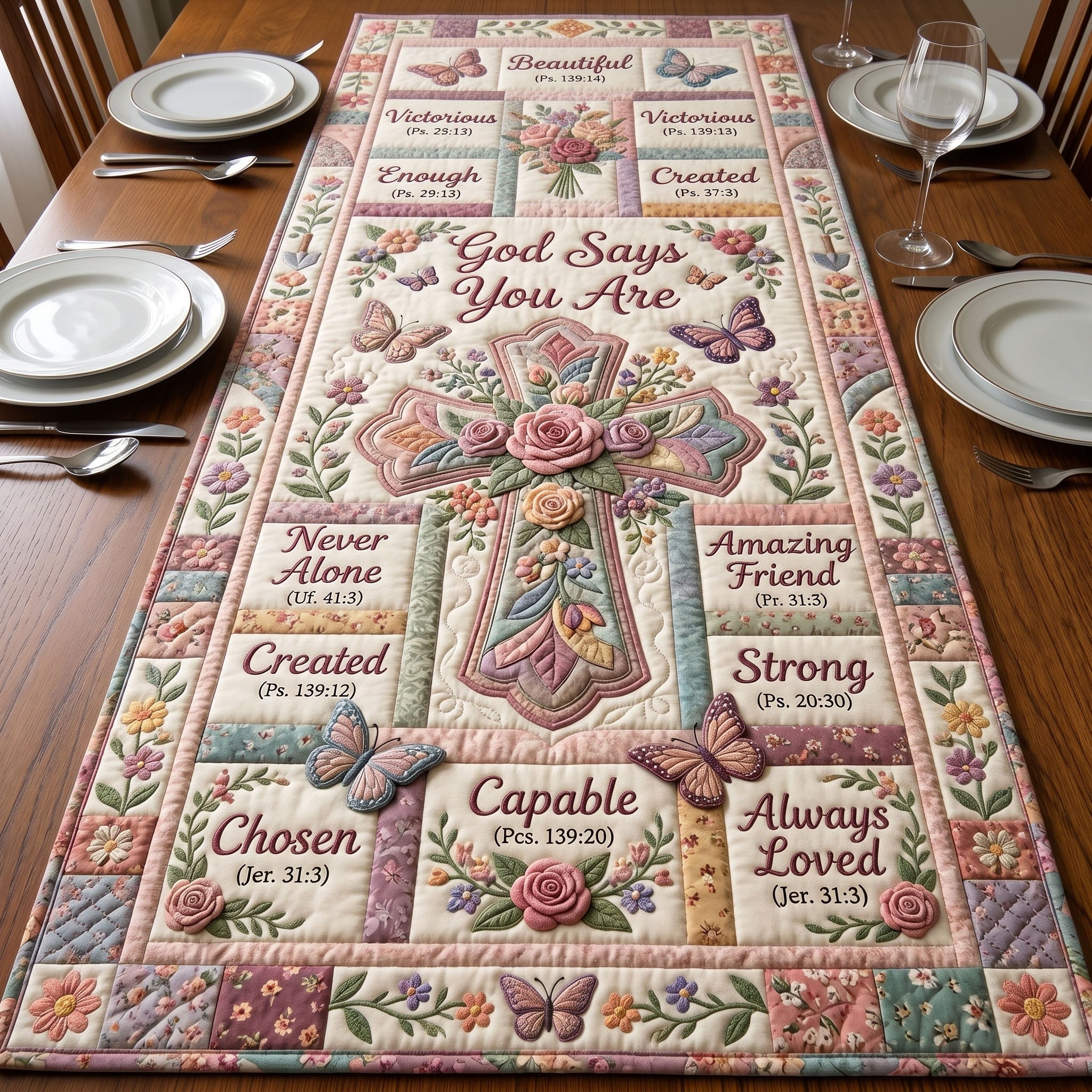 Christian Faith Quilted Table Runner GFTONMU495