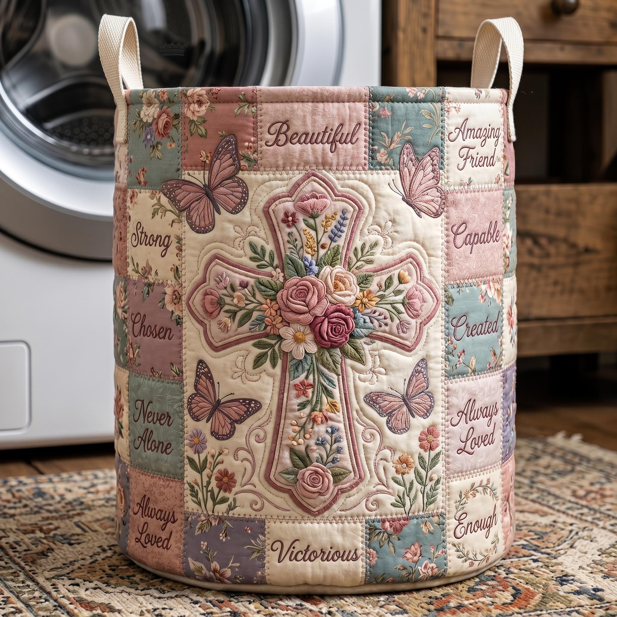 Christian Faith Quilted Laundry Basket GFTONMU552