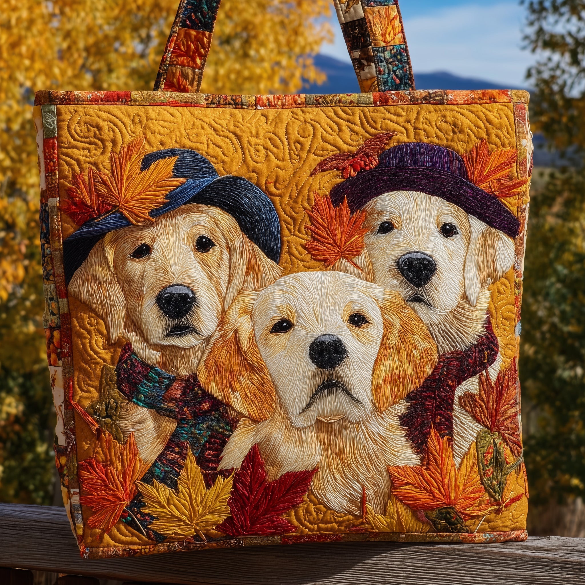 Autumn Golden Retriever Quilted Tote Bag GFTONT2299