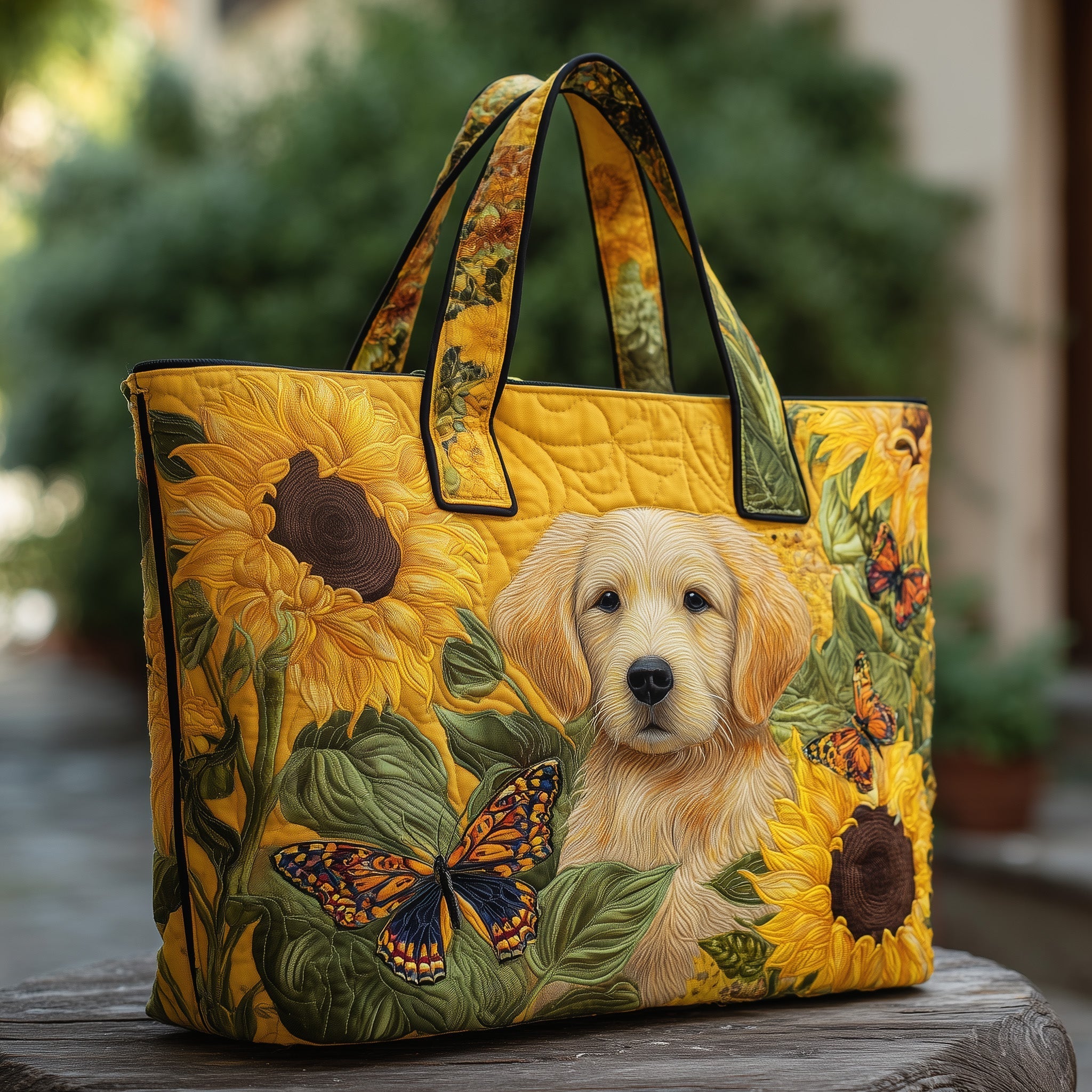 Happy Golden Retriever Quilted Tote Bag GFTONT2348