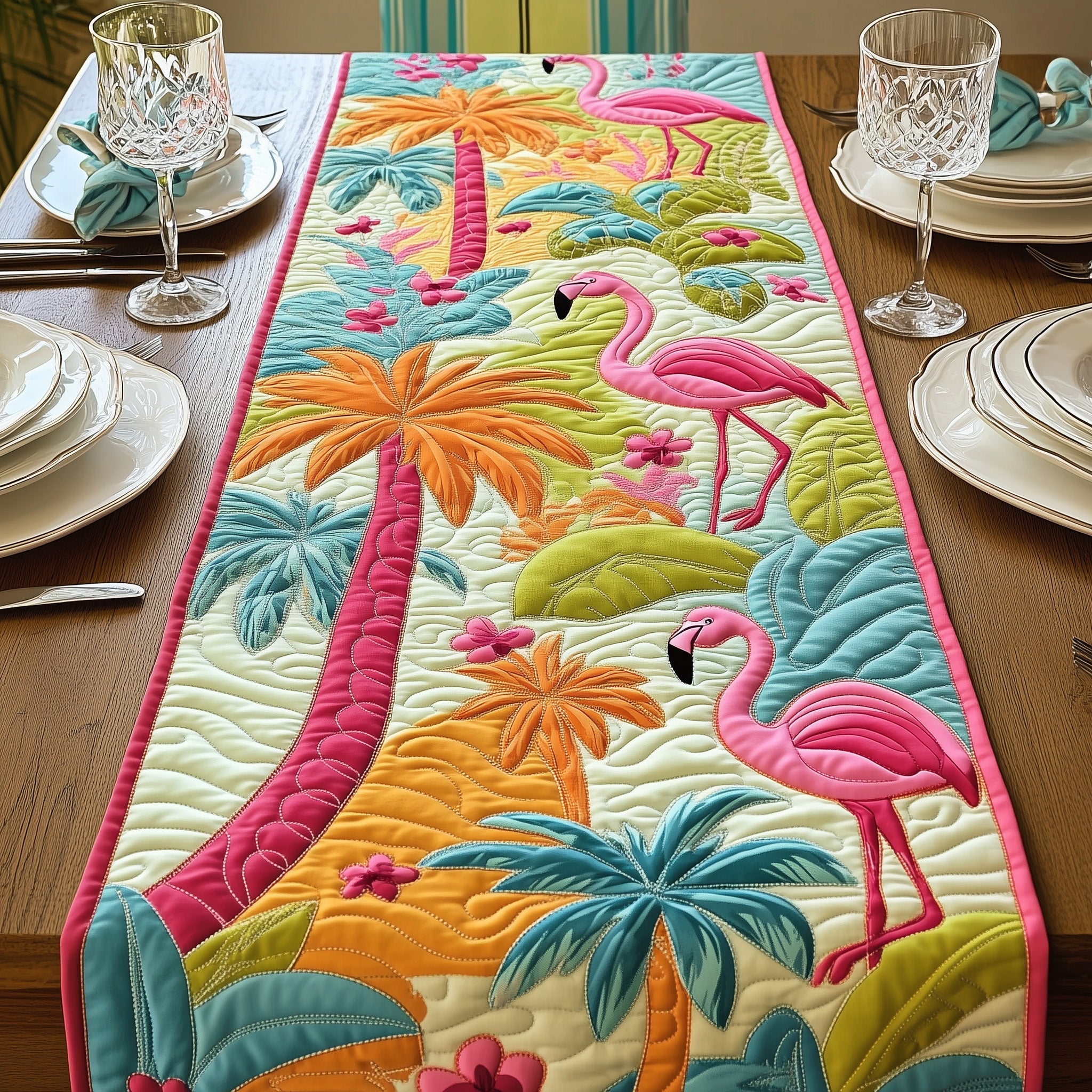 Summer Flamingo Quilted Table Runner GFTONT287