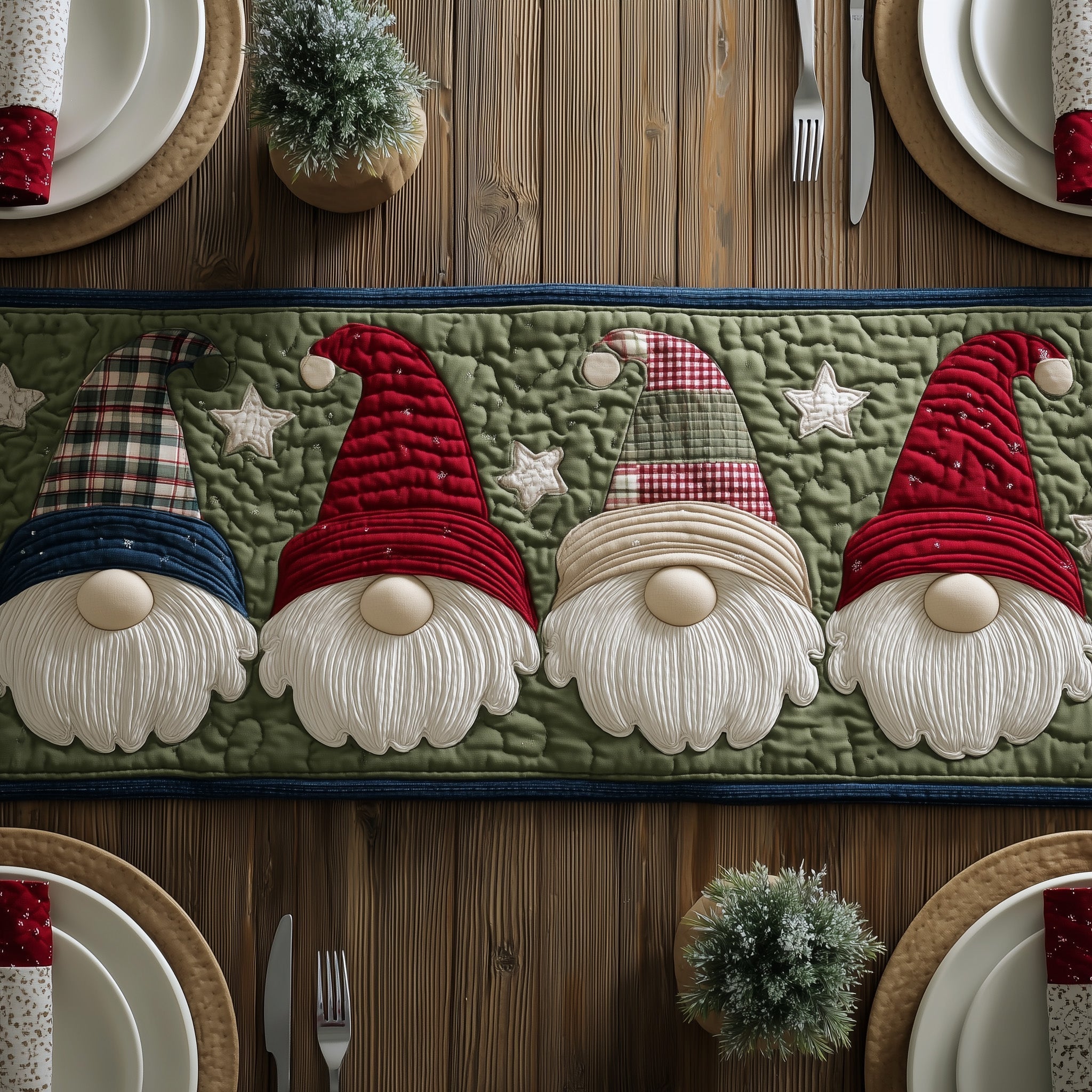 Winter Gnomes Quilted Table Runner GFTONT2871