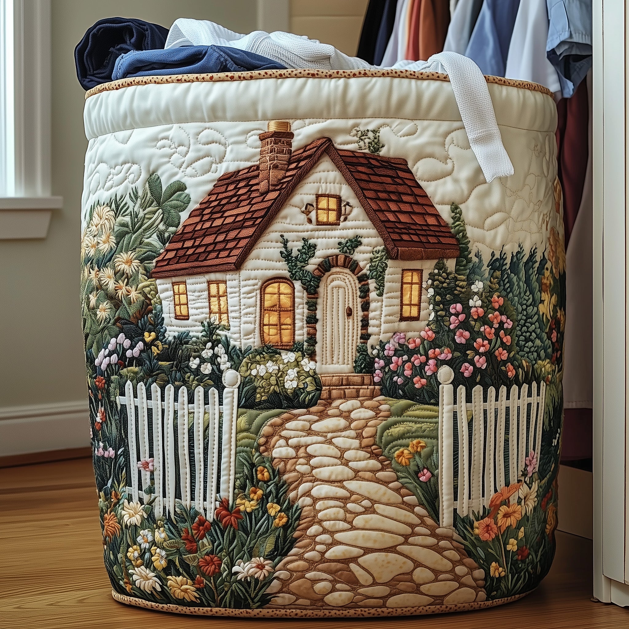 Floral Manor Quilted Laundry Basket GFTONT3407