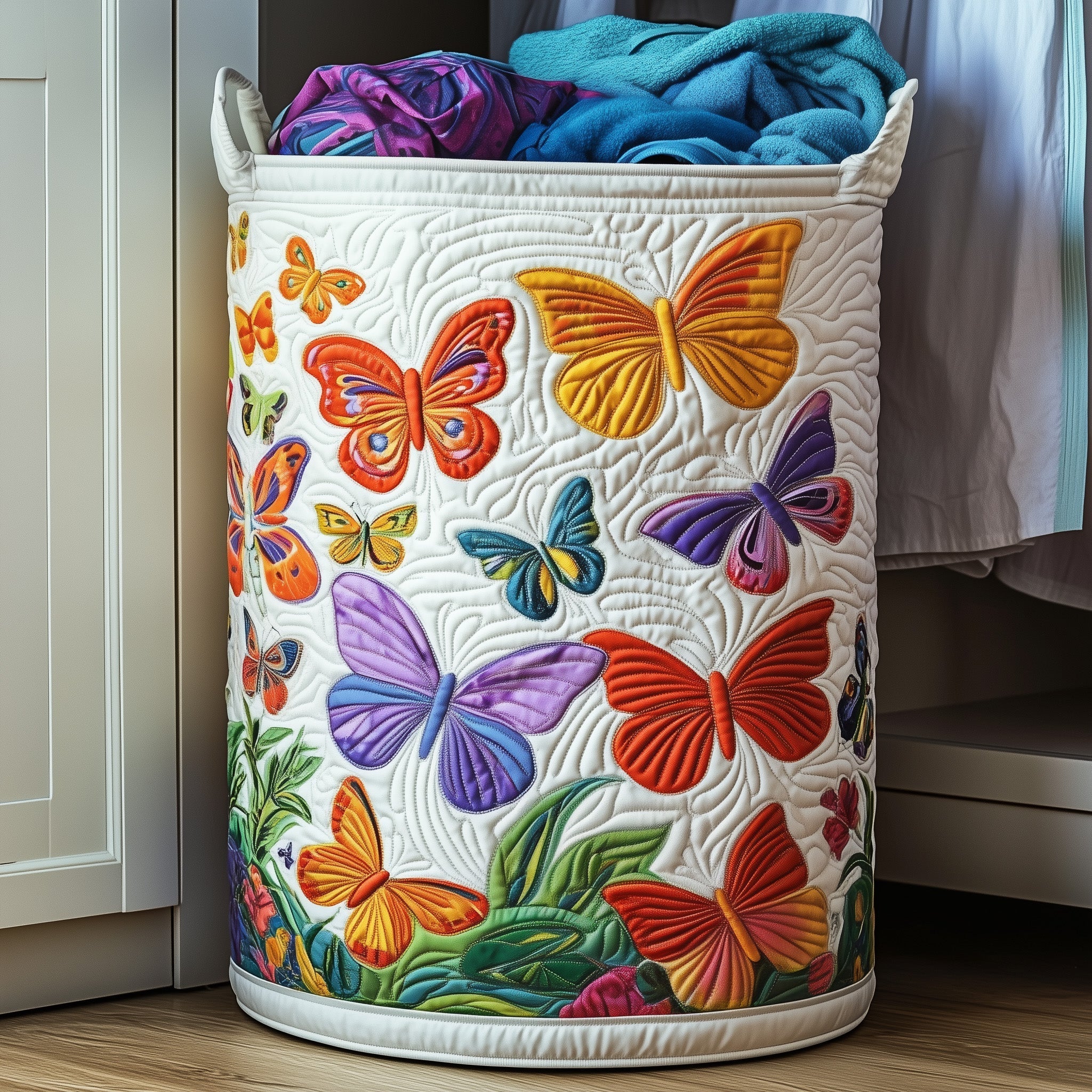 Floral Harmony Quilted Laundry Basket GFTONT3741