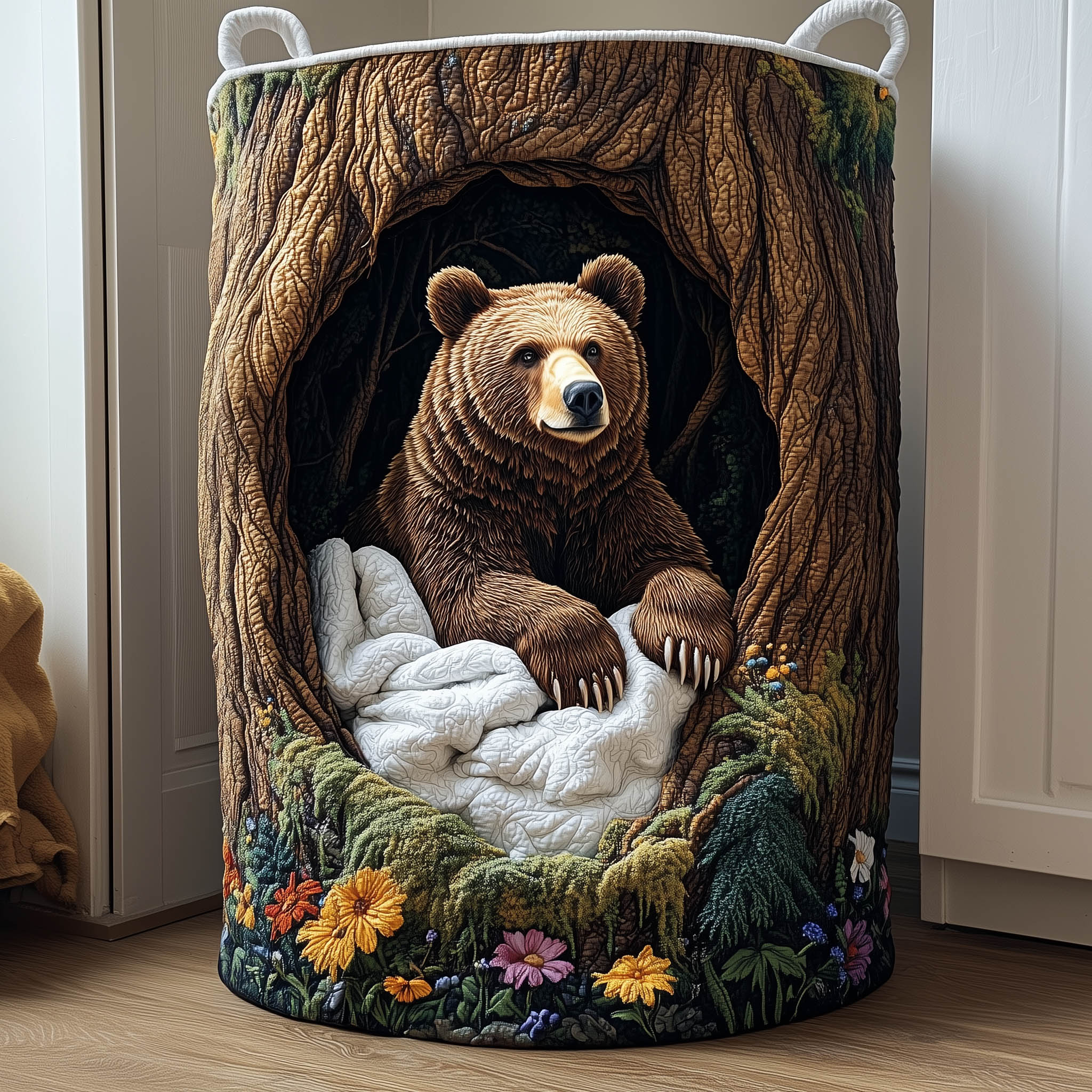 Wooden Nest Quilted Laundry Basket GFTONT4742