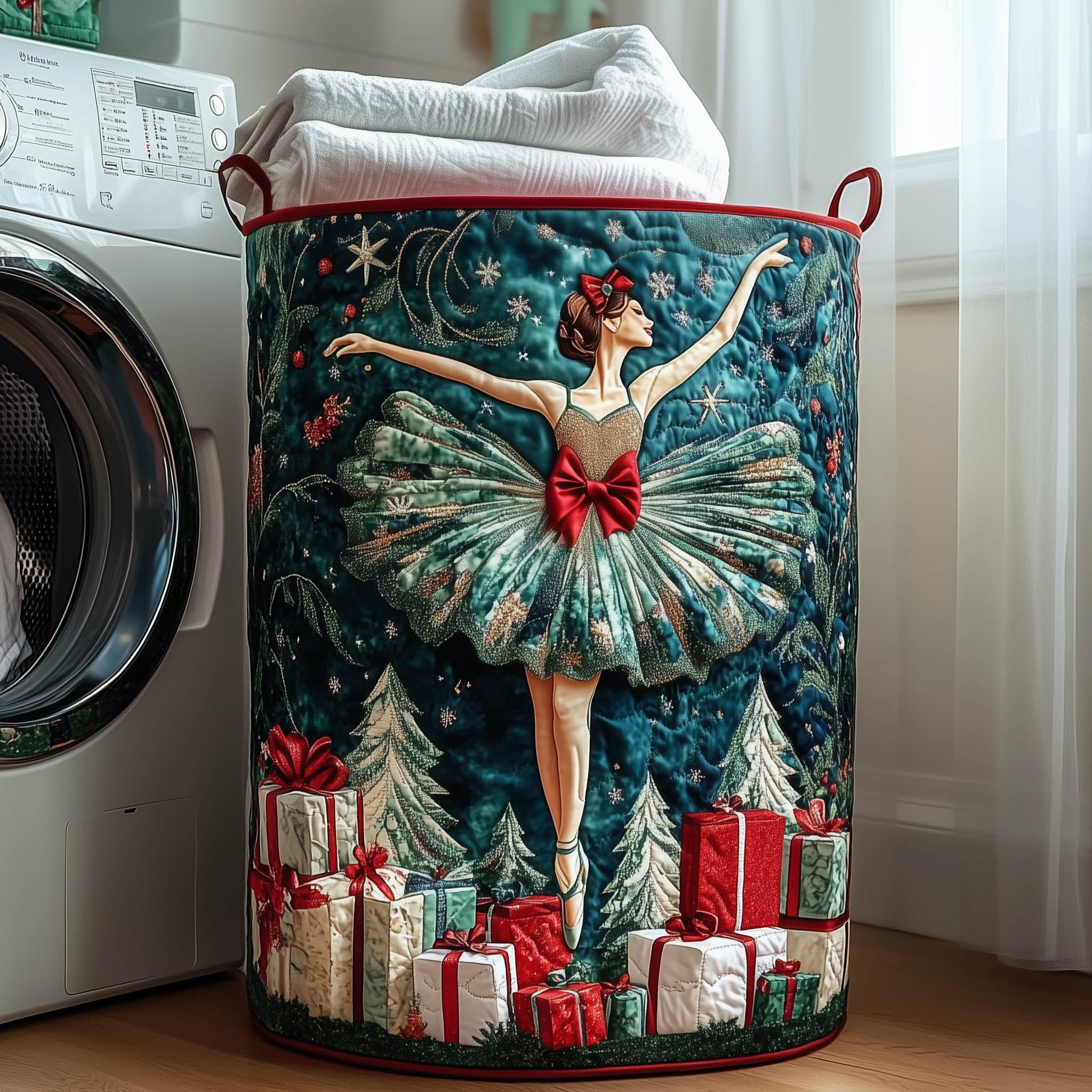 Festive Ballerina Quilted Laundry Basket GFTONT4904