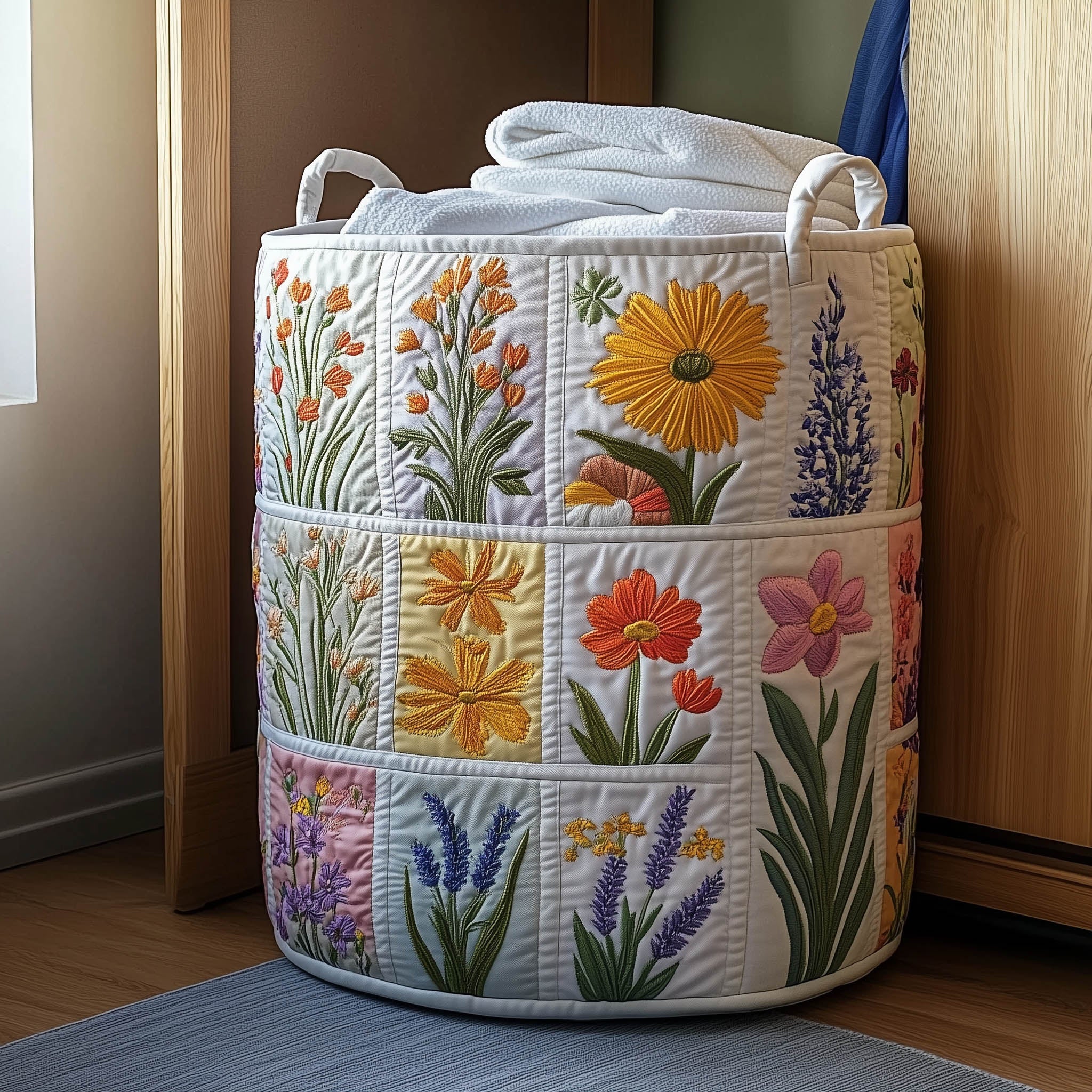 Flower Meadow Quilted Laundry Basket GFTONT5783