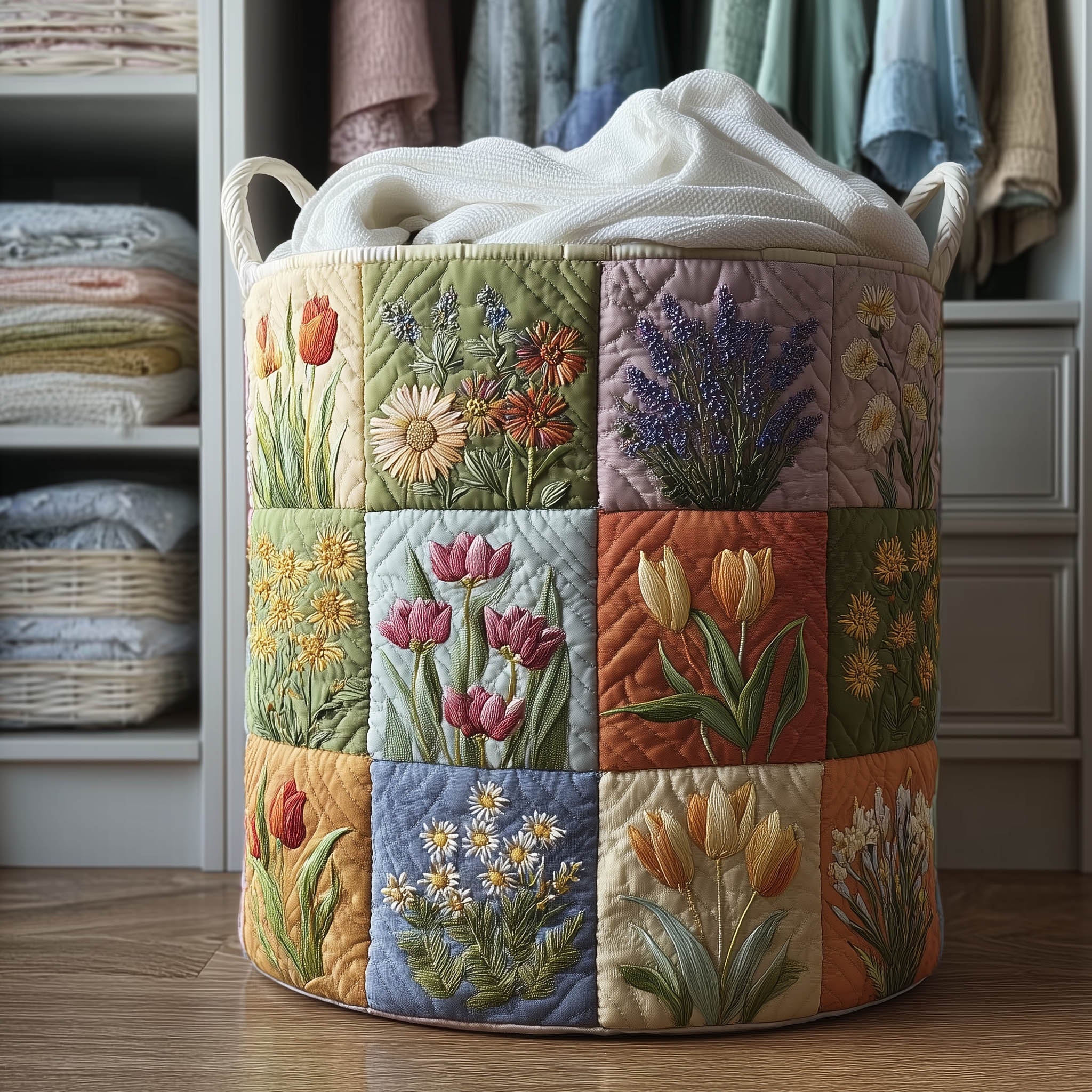 Flower Meadow Quilted Laundry Basket GFTONT5784