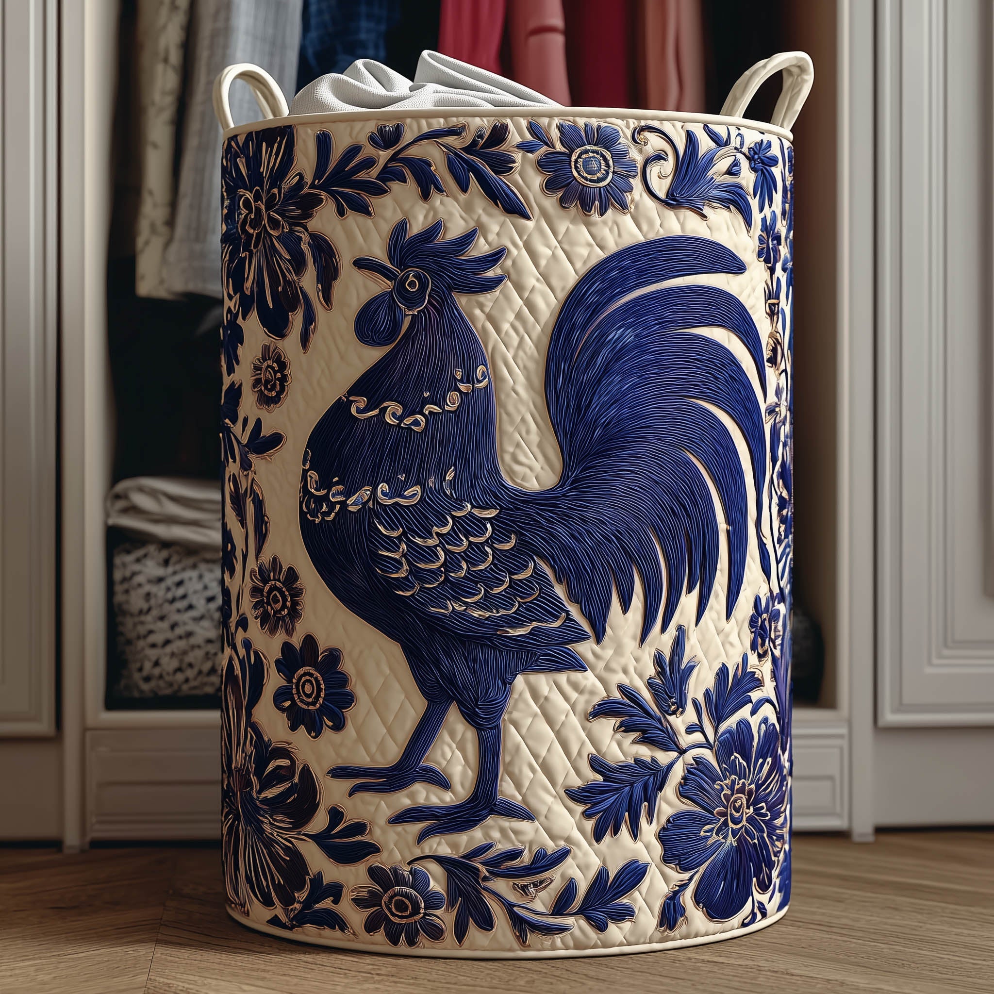 Whimsical Chicken Quilted Laundry Basket GFTONT5871