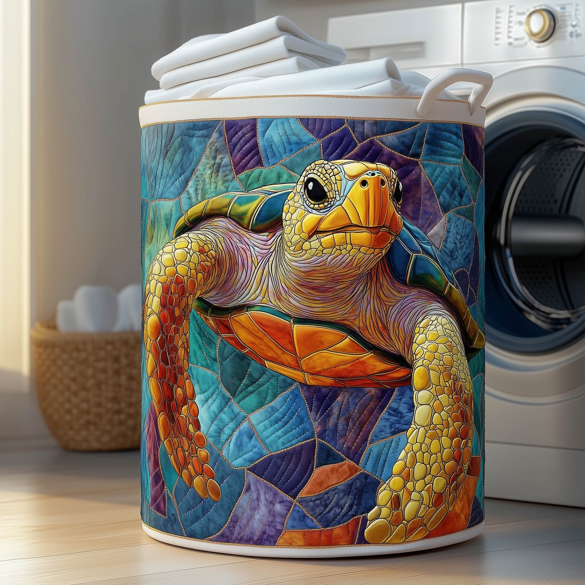 Charming Turtle Quilted Laundry Basket GFTONT5876