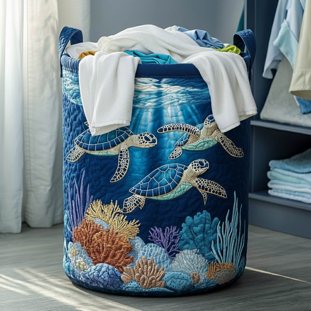 Sea Turtle Quilted Laundry Basket GFTONT5879