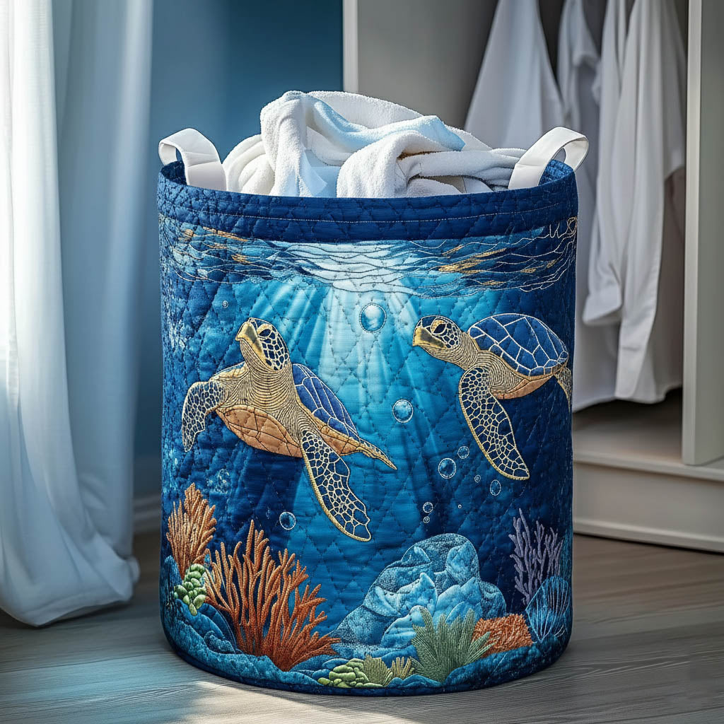 Sea Turtle Quilted Laundry Basket GFTONT5880