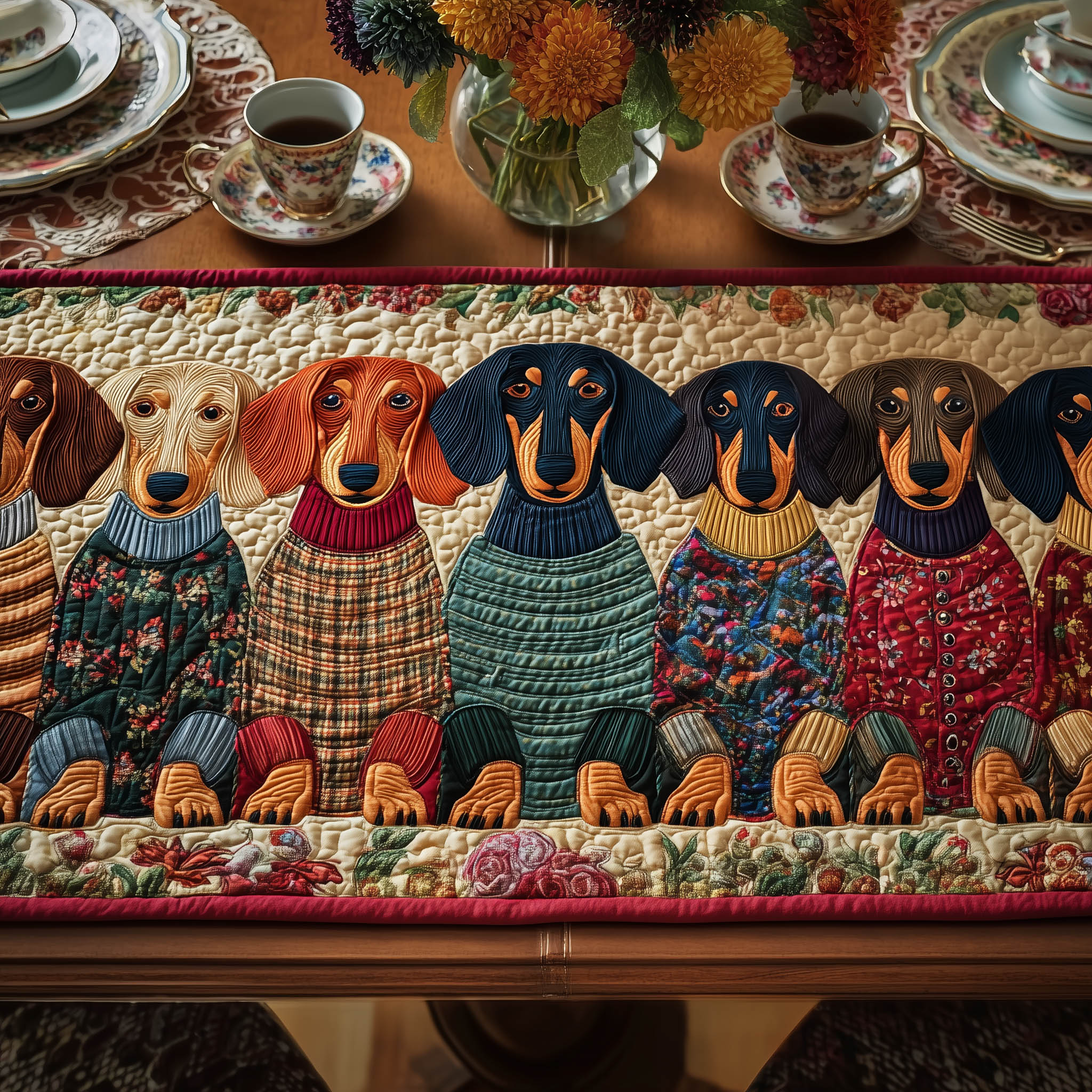 Adorable Dachshund Quilted Table Runner GFTONT5895