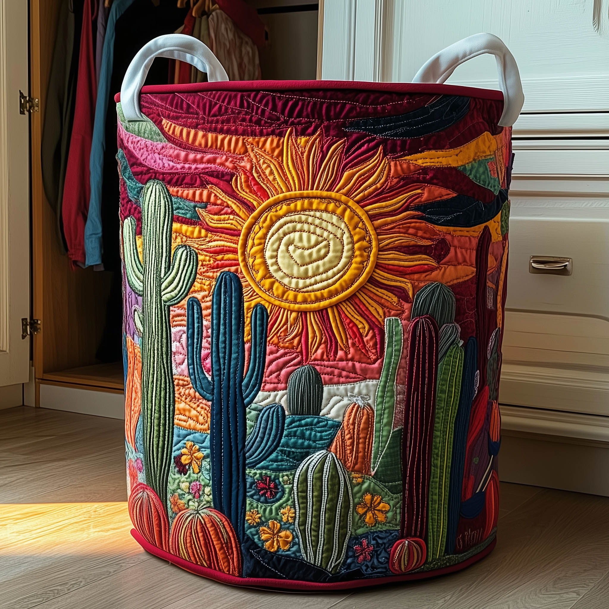 Cactus Sunset Quilted Laundry Basket GFTONT6044