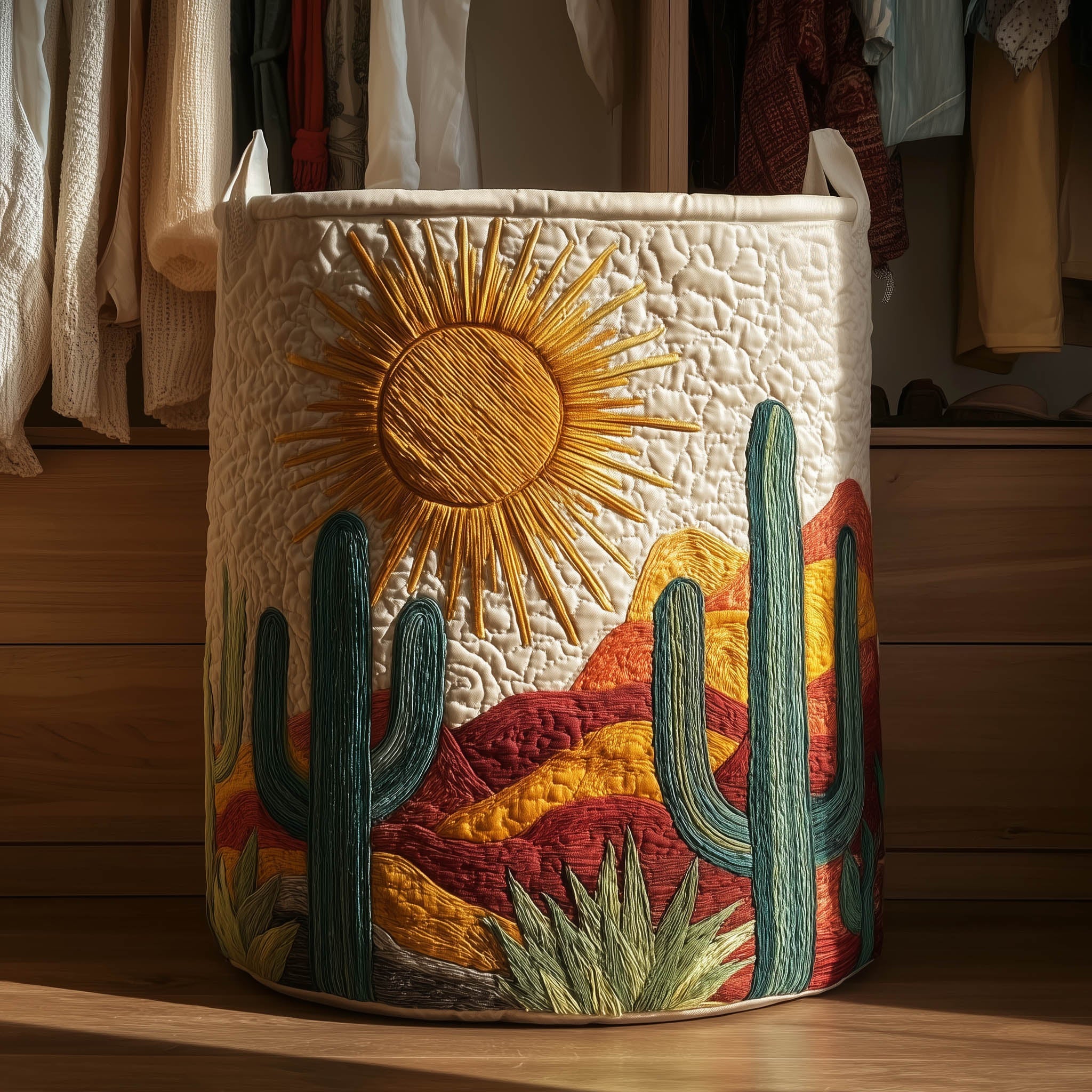 Cactus Sunset Quilted Laundry Basket GFTONT6045