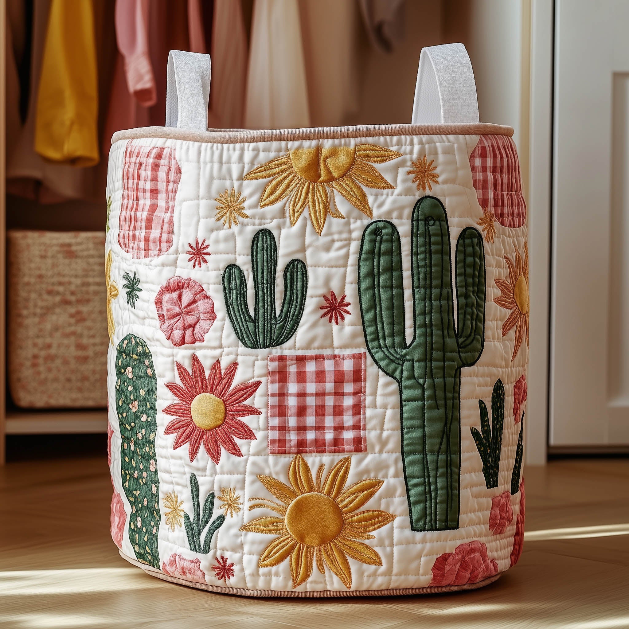 Sunshine Cacti Quilted Laundry Basket GFTONT6051