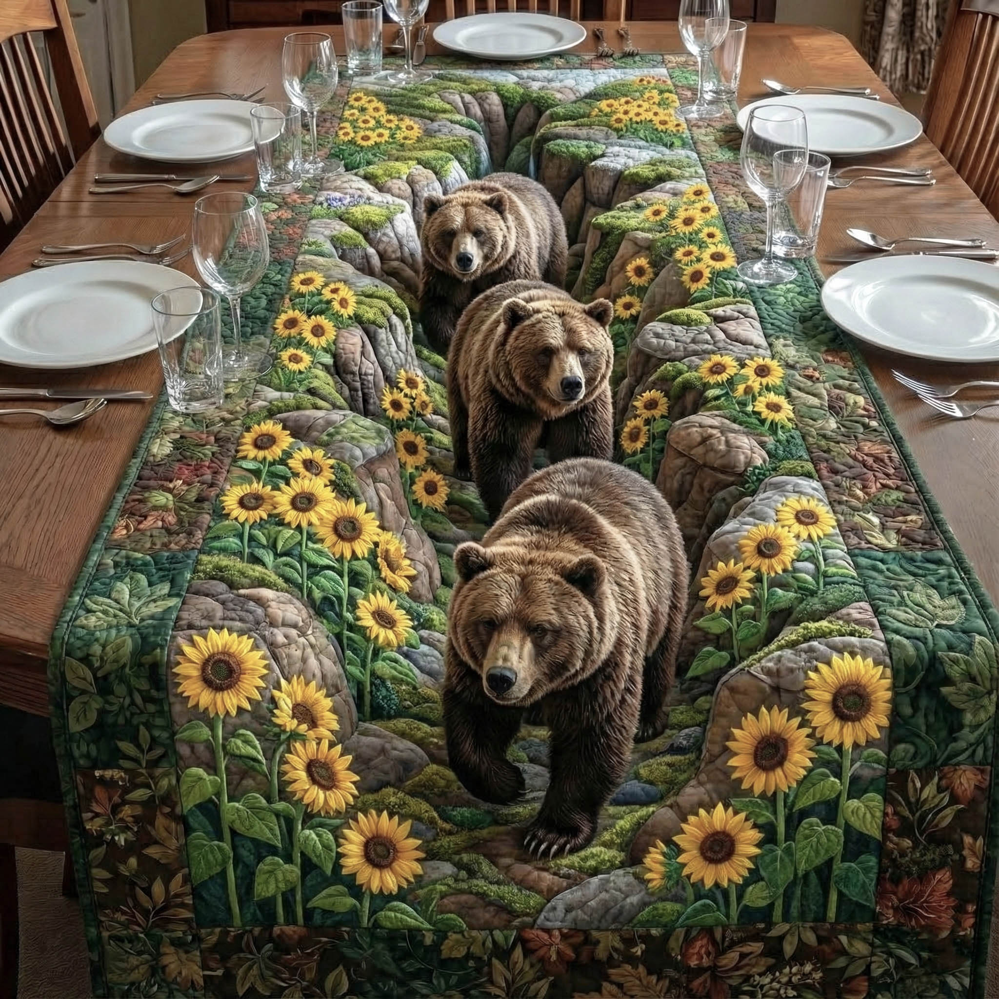 Grizzly Bears Quilted Table Runner GFTONT6225