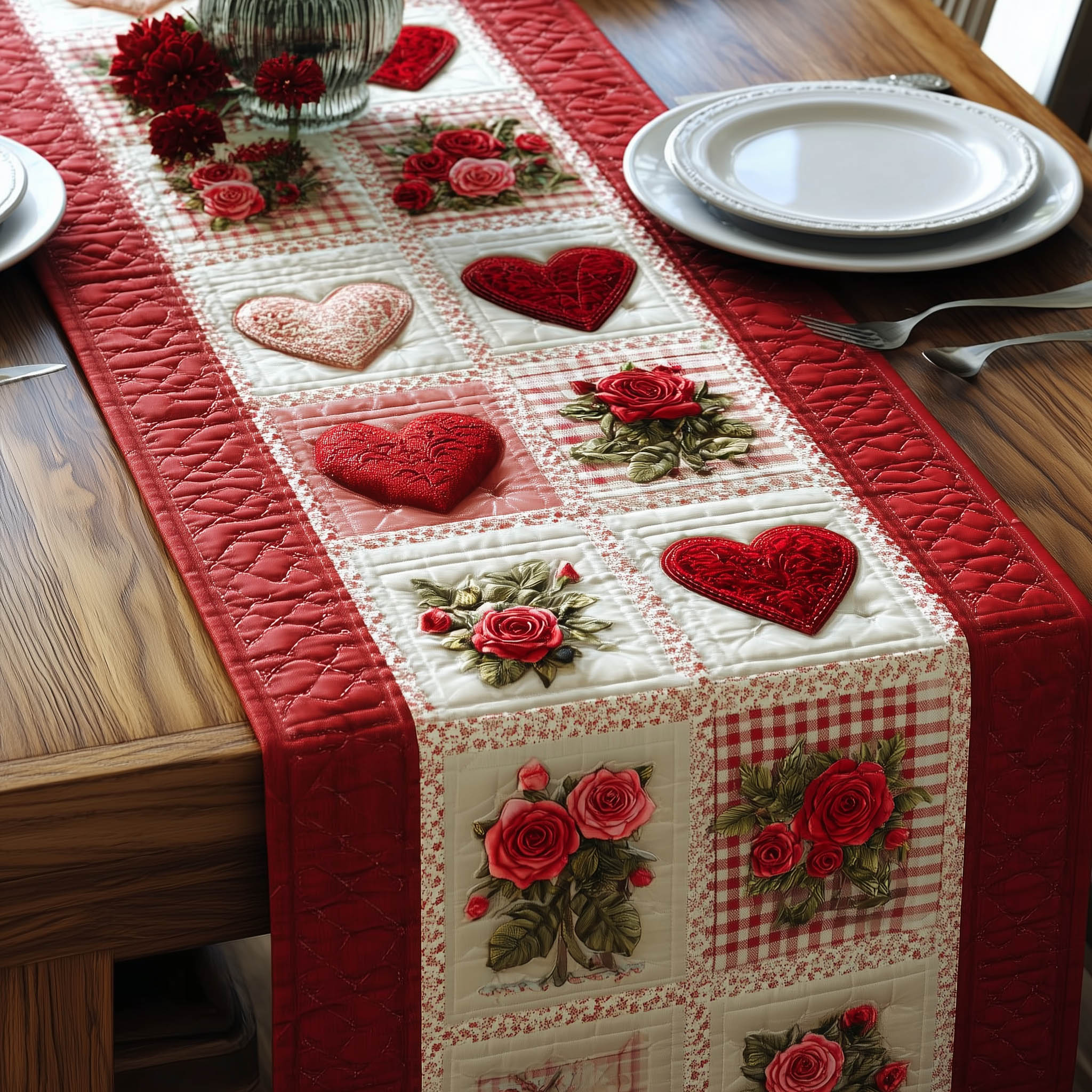 Valentine Rosie Quilted Table Runner GFTONT6226