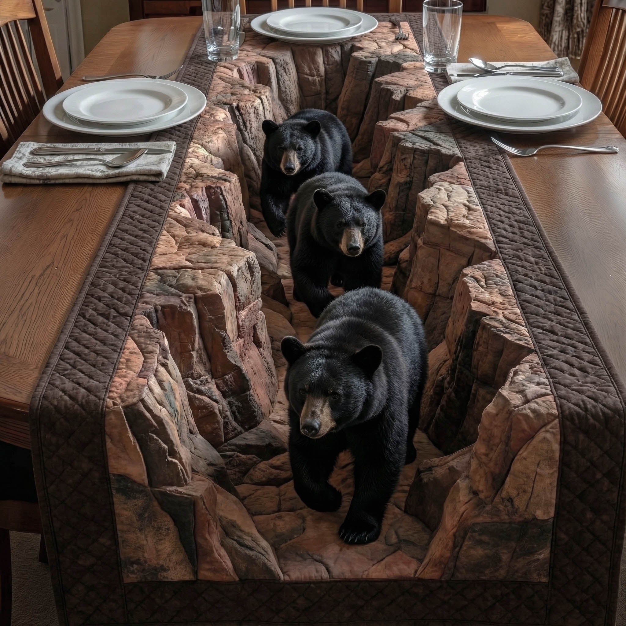 Wandering Bears Quilted Table Runner GFTONT6237