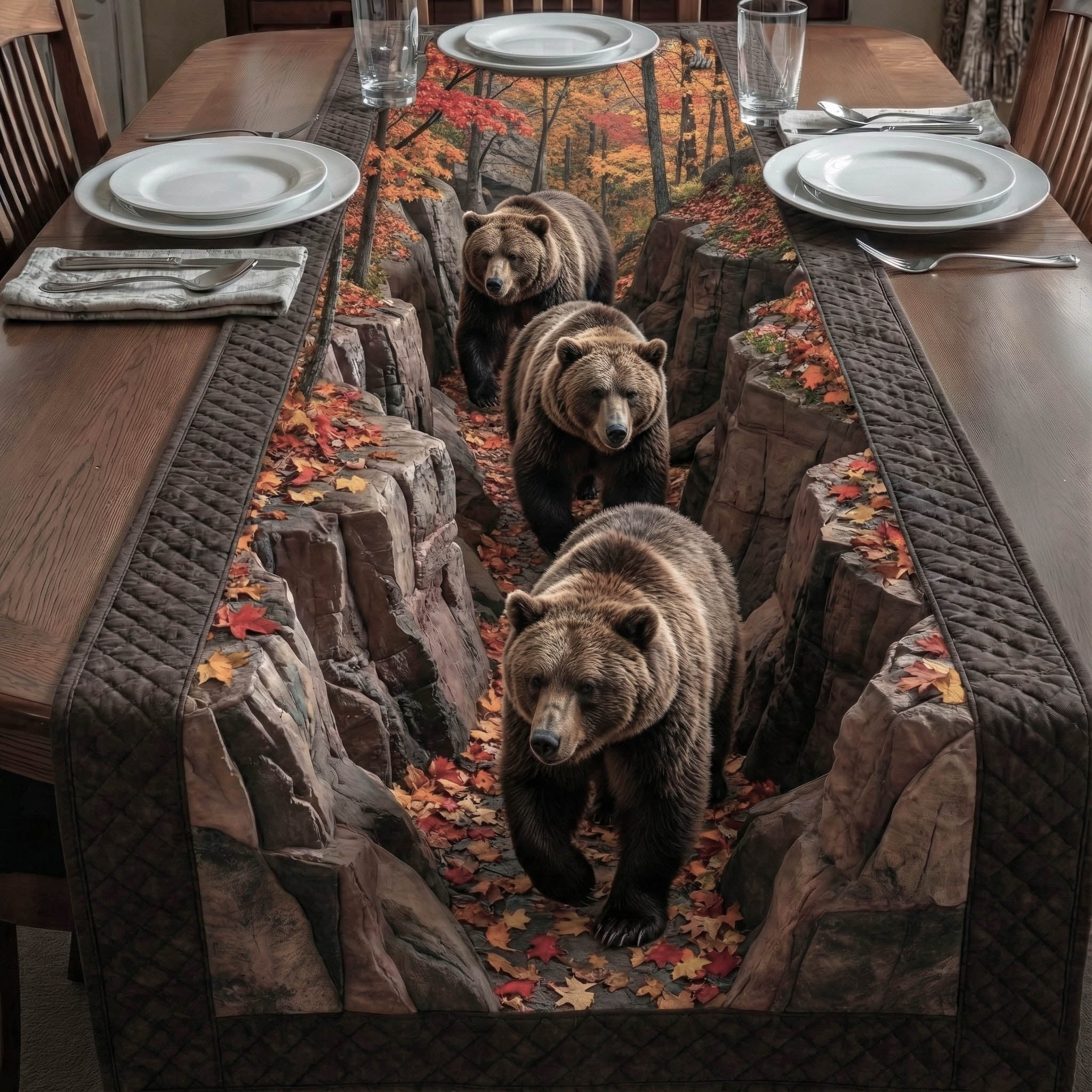 Grizzly Bears Quilted Table Runner GFTONT6239