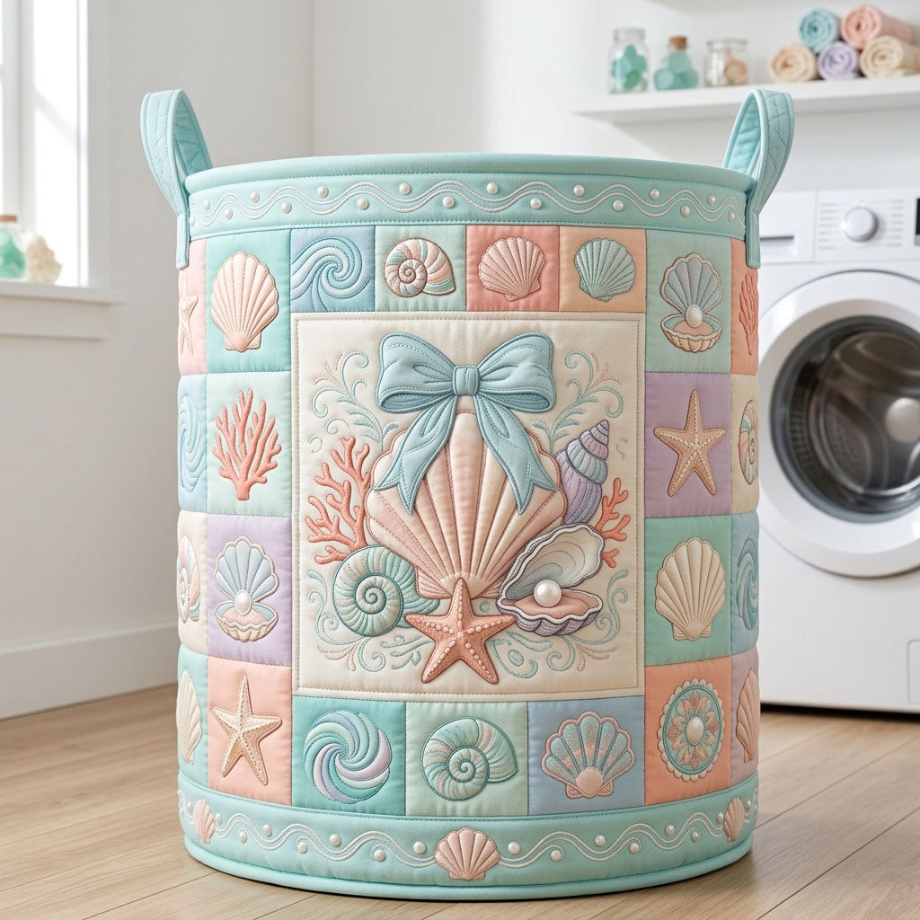 Seashell Gems Quilted Laundry Basket GFTOPND505