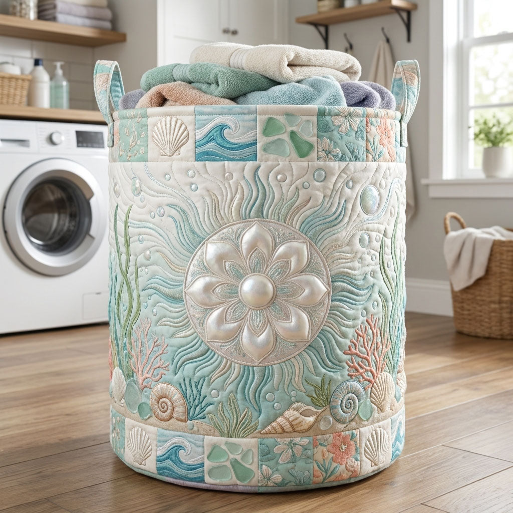 Seashell Sun Gems Quilted Laundry Basket GFTOPND506