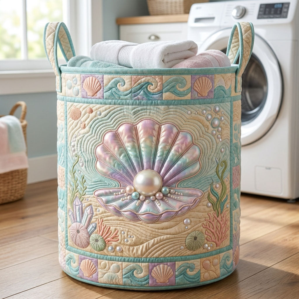 Seashell Gems Quilted Laundry Basket GFTOPND507