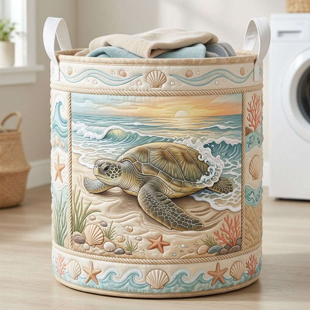 Sea Turtle Quilted Laundry Basket GFTOPND511