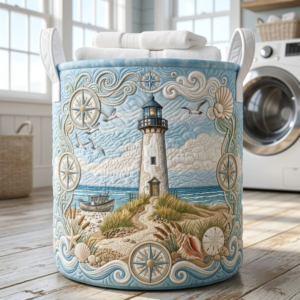 Coastal Life Lighthouse Quilted Laundry Basket GFTOPND512