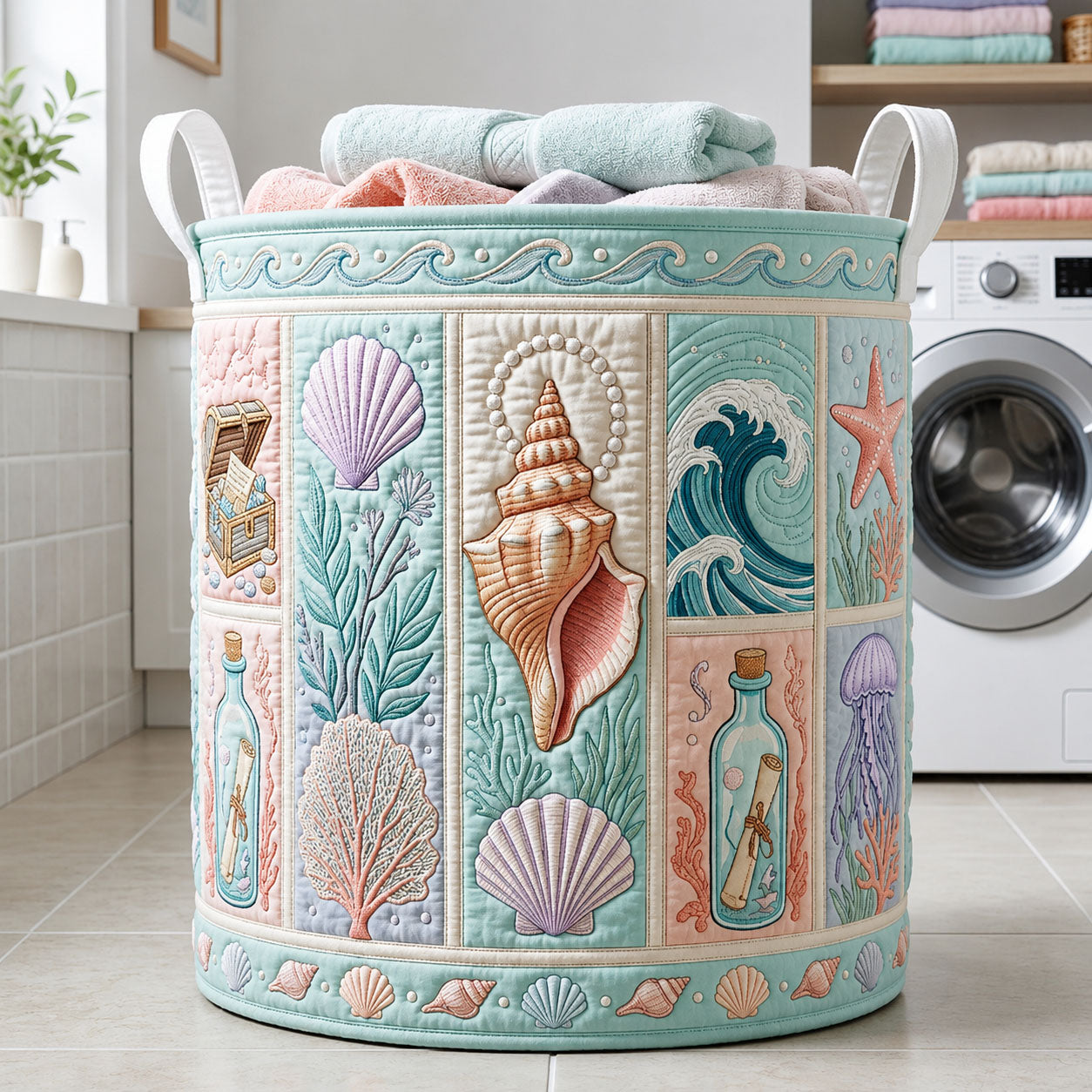 Ocean Creatures Quilted Laundry Basket GFTOPND513