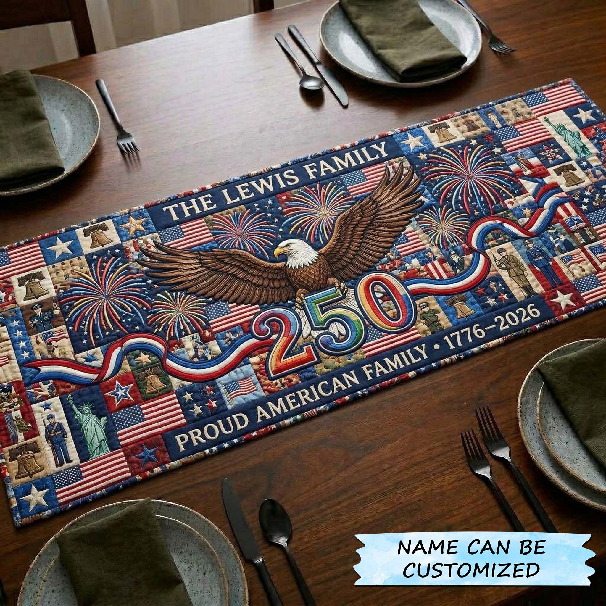 America 250th Anniversary Quilted Table Runner QTCUZ GFTOQA2450