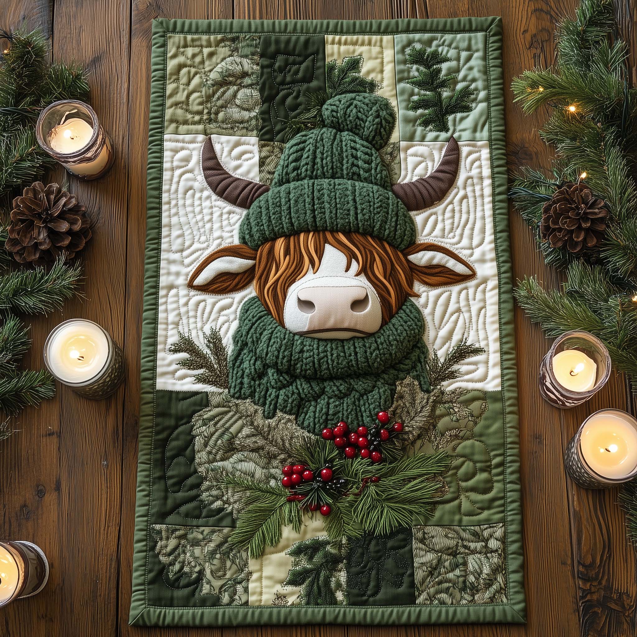 Highland Cow Quilted Table Runner GFTOQA390