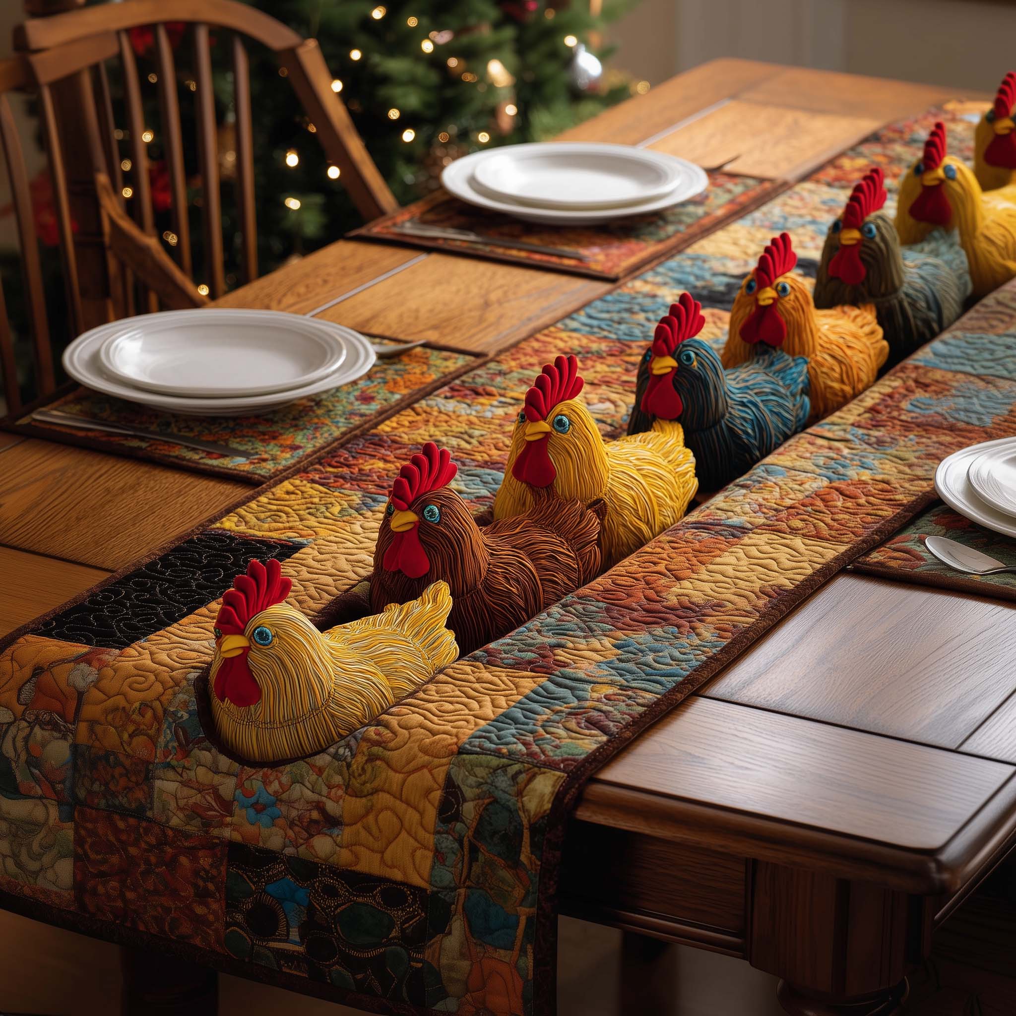 Parade Roosters Quilted Table Runner GFTOQM1534