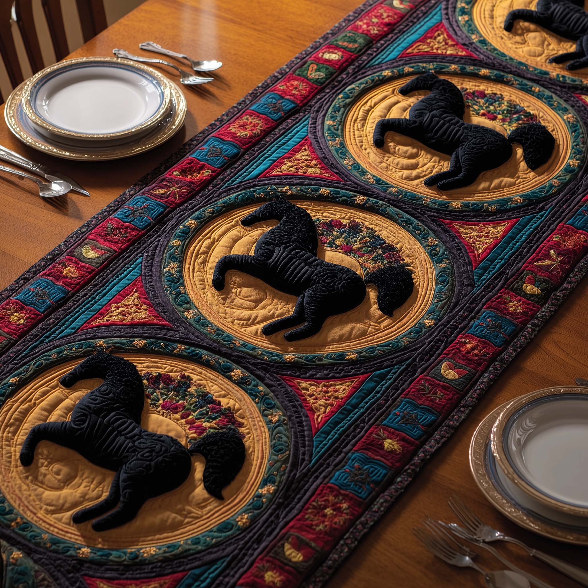 Golden Stallions Quilted Table Runner GFTOQM1582