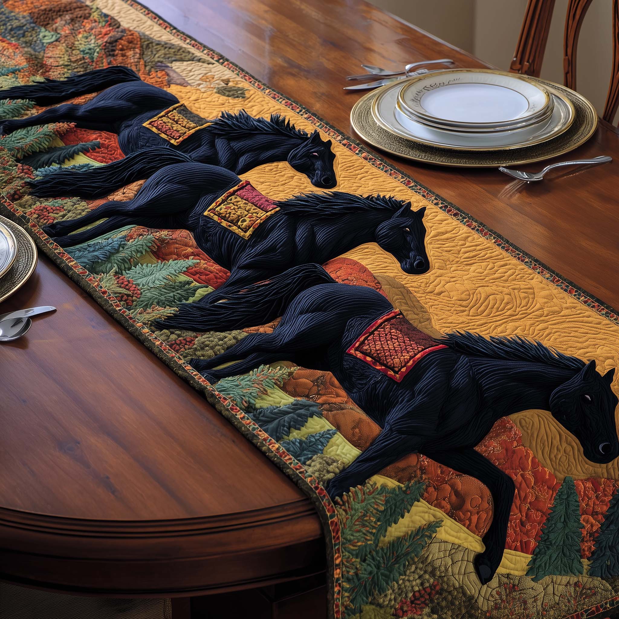 Running Stallions Quilted Table Runner GFTOQM1583