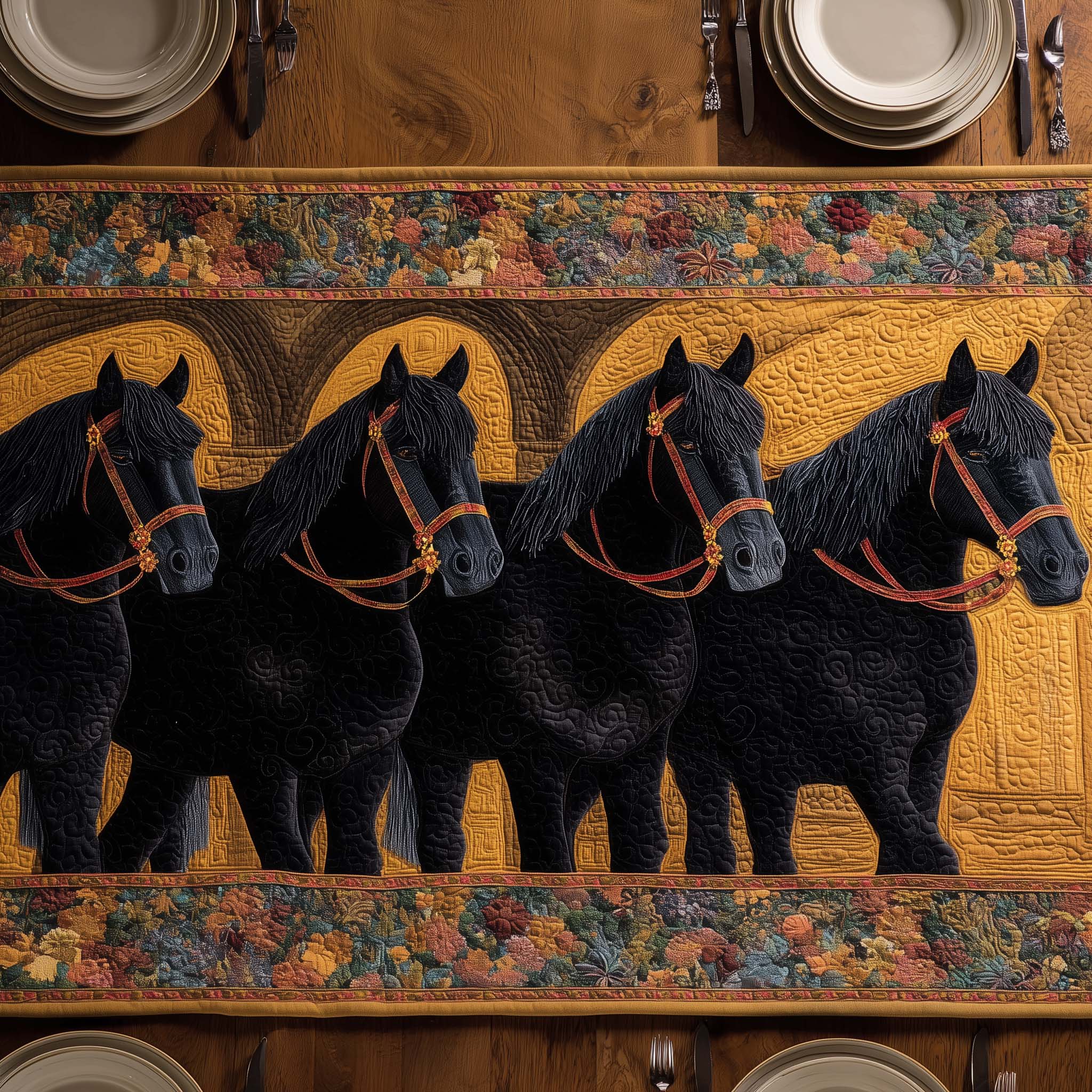 Regal Horses Quilted Table Runner GFTOQM1584