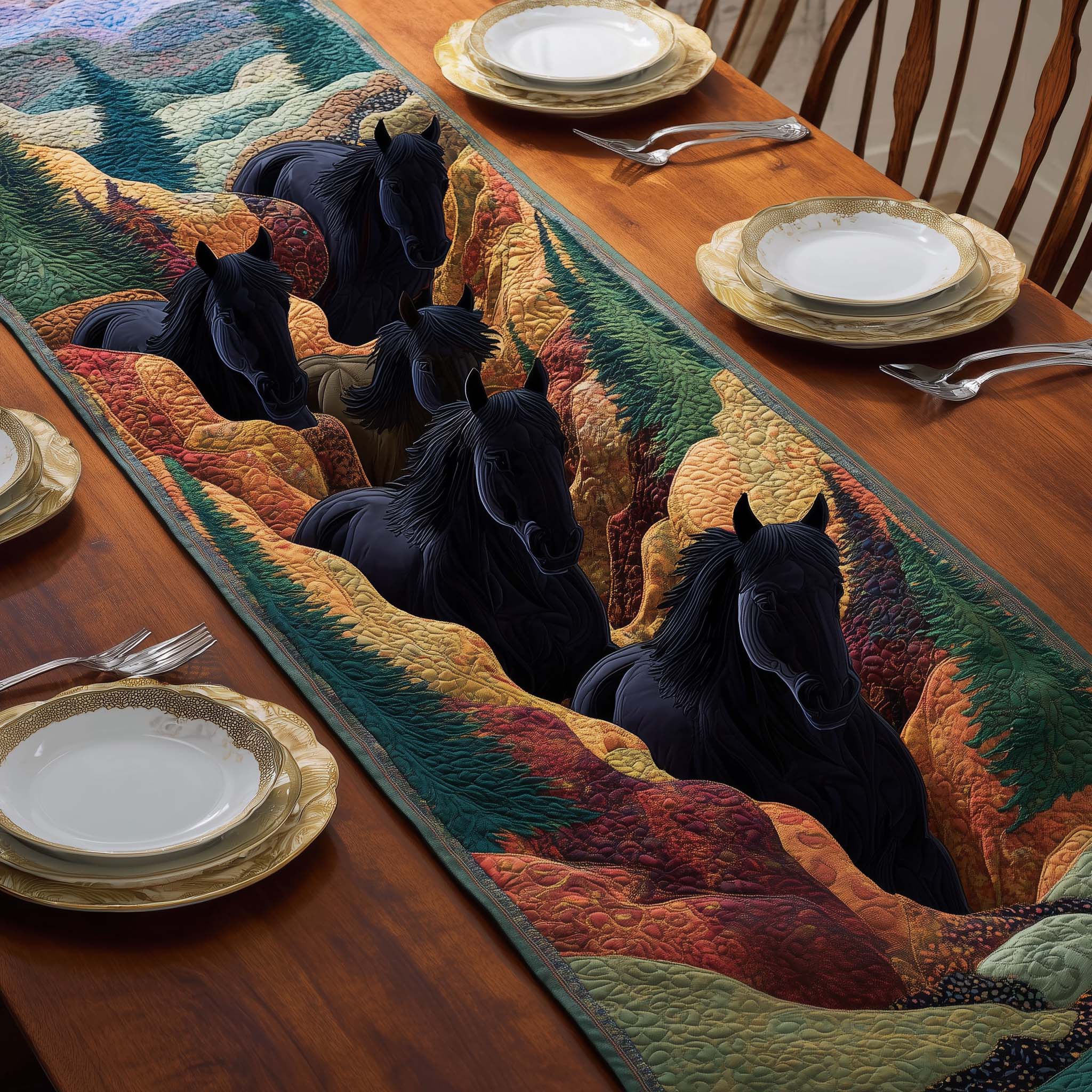 Canyon Stallions Quilted Table Runner GFTOQM1587